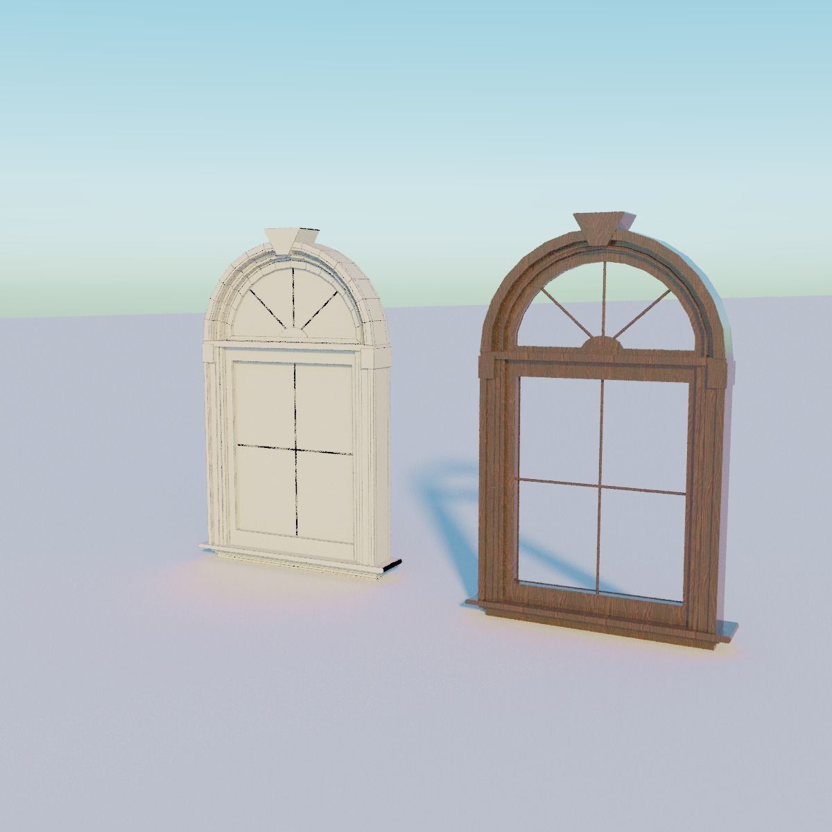 Arched window Low-poly 3D model_1