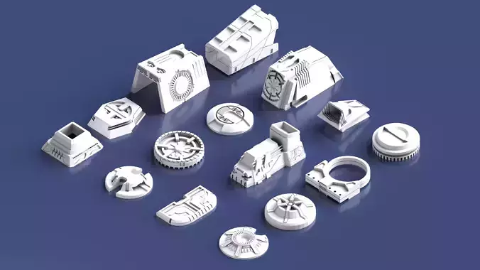Sci-Fi Futuristic Style Hard Surface Assets Low-poly 3D model