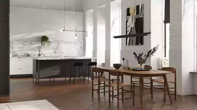 Modern residential interior 02 3D model