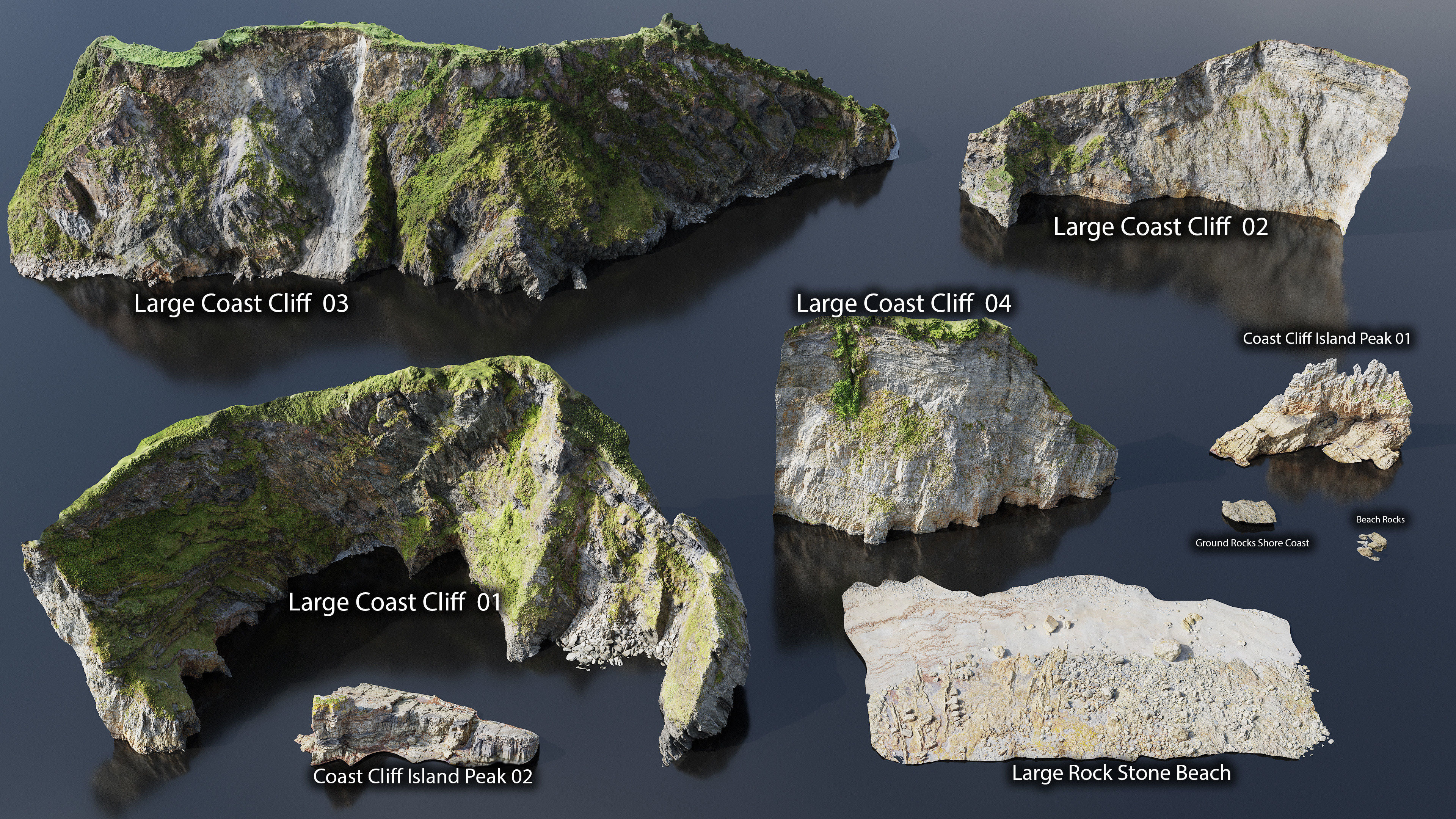Atlantic Ocean Cliffs Coast Line Scan PBR 3D Model Collection_28