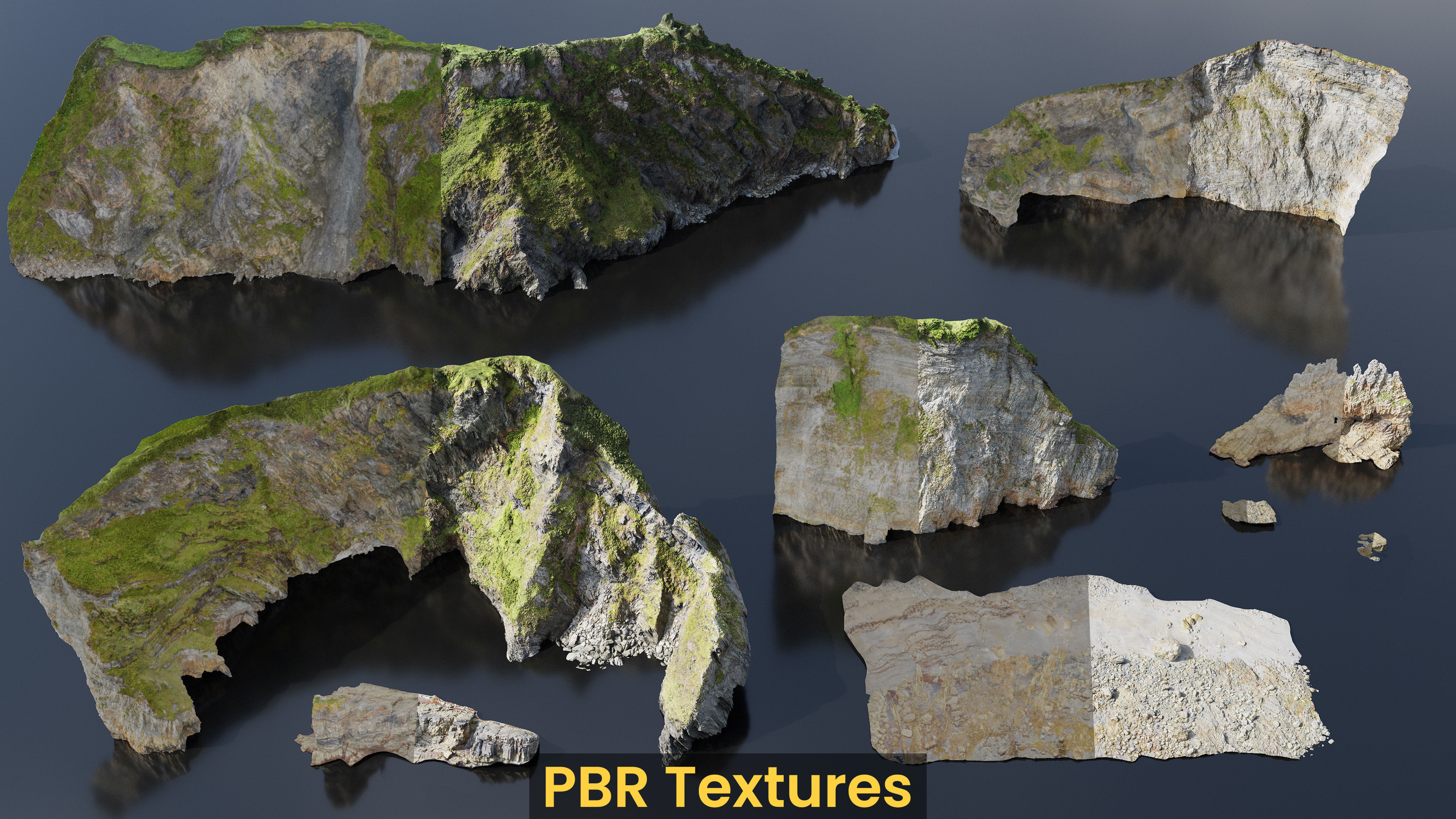 Atlantic Ocean Cliffs Coast Line Scan PBR 3D Model Collection_3
