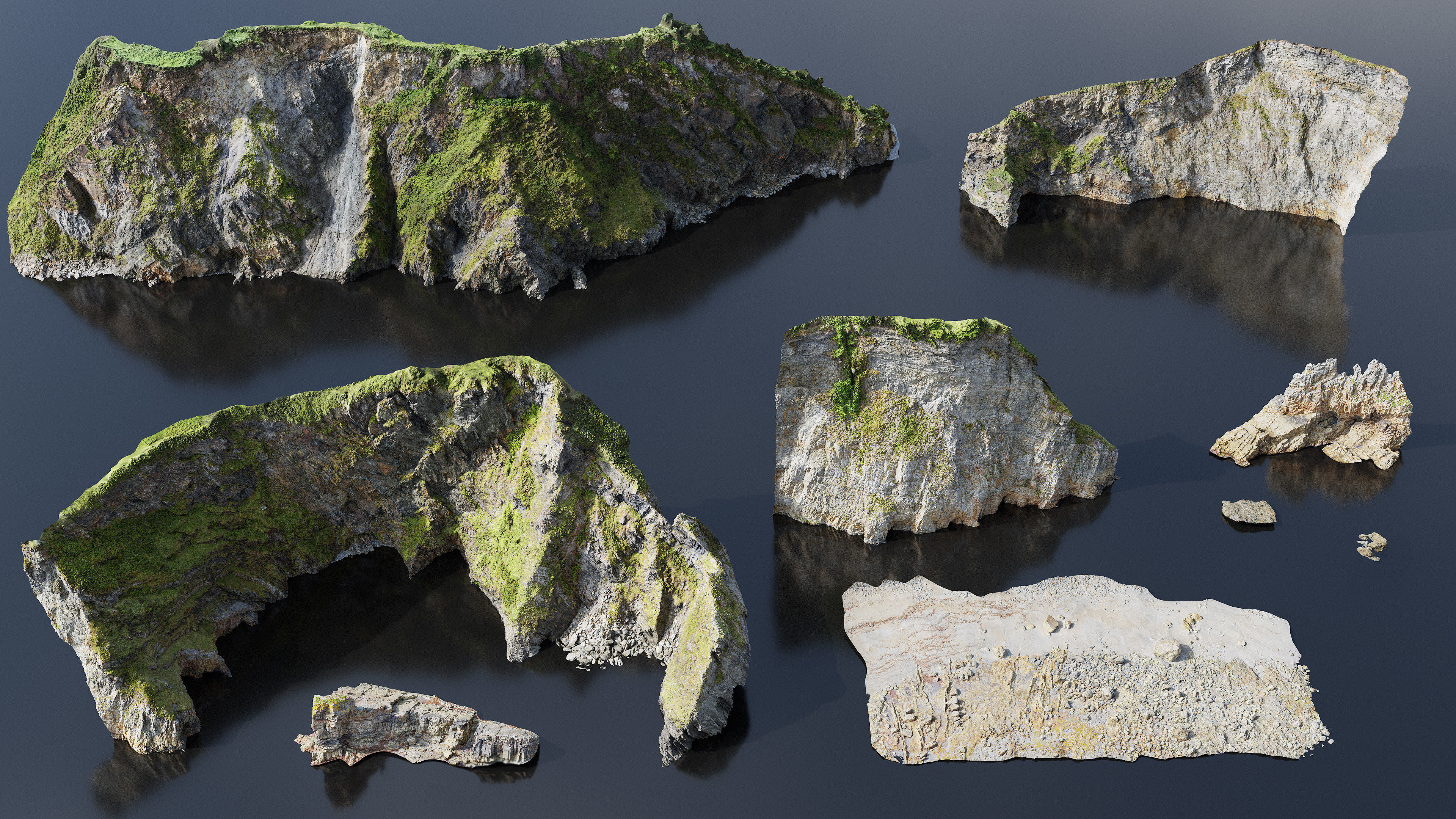 Atlantic Ocean Cliffs Coast Line Scan PBR 3D Model Collection_2