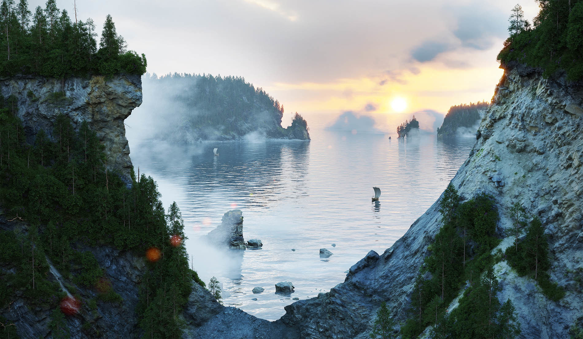 Atlantic Ocean Cliffs Coast Line Scan PBR 3D Model Collection_1