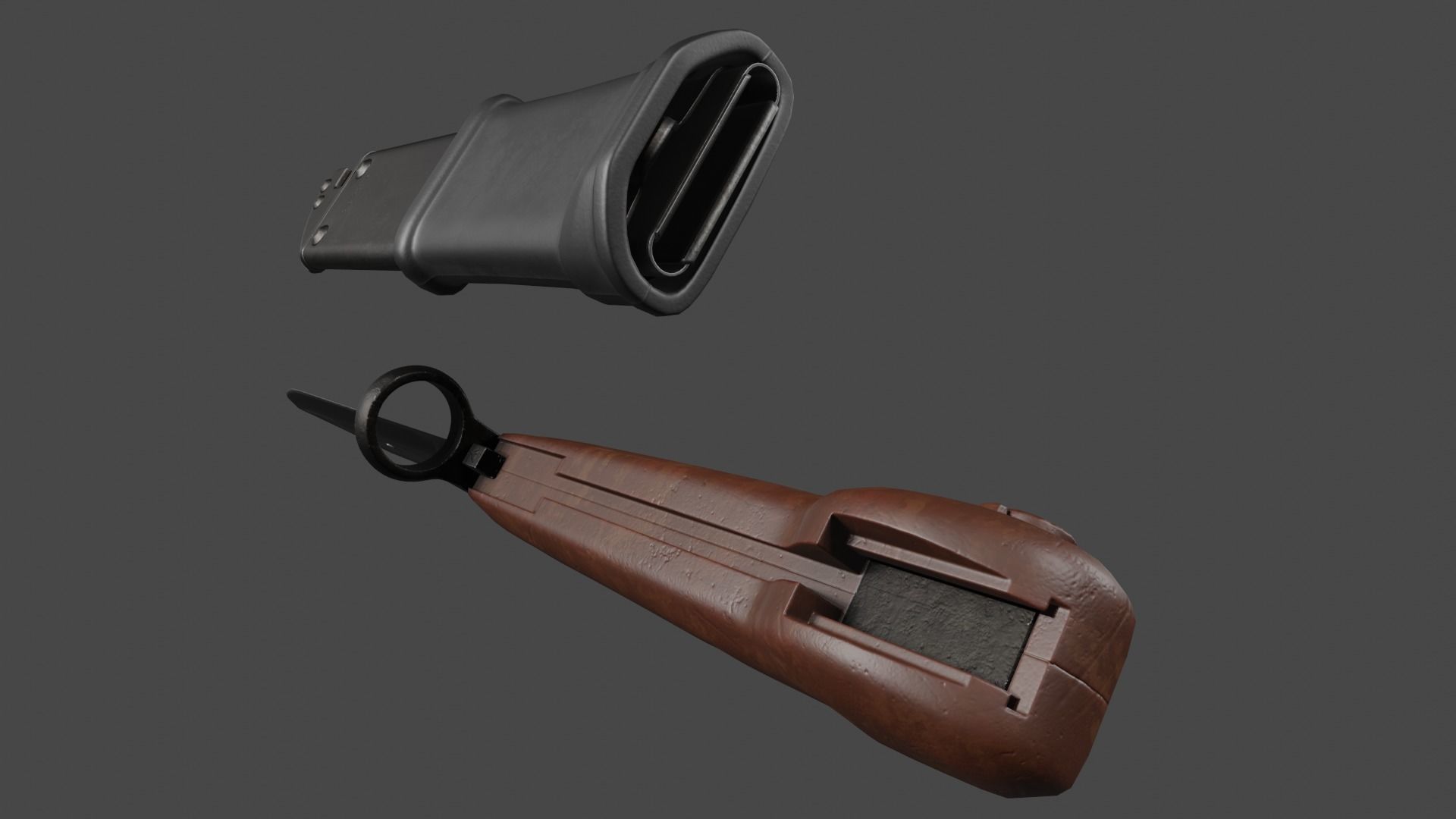 AKM Type 1 Bayonet and Scabbard Low-poly 3D model_7