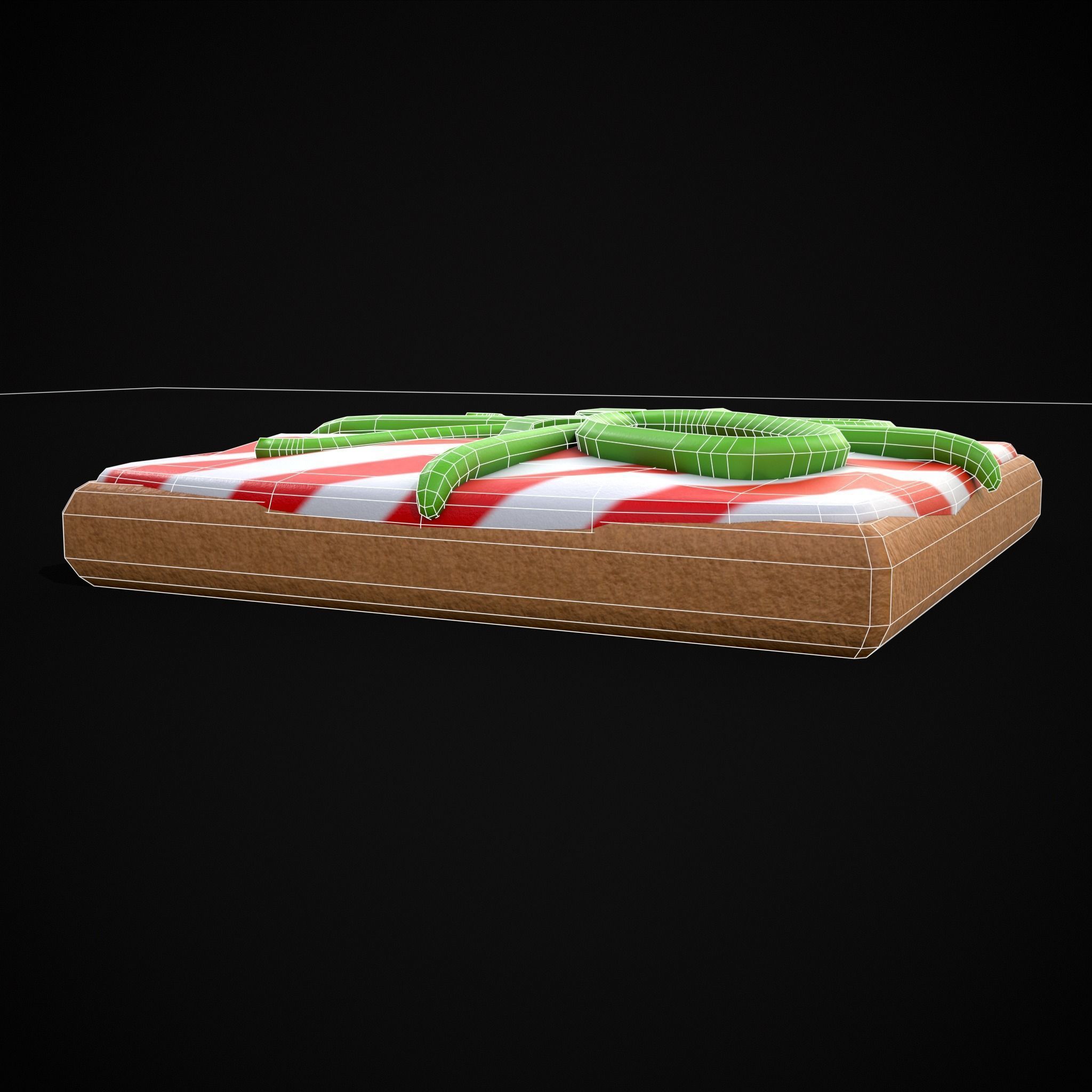 Square Present Christmas Cookie Low-poly 3D model_12