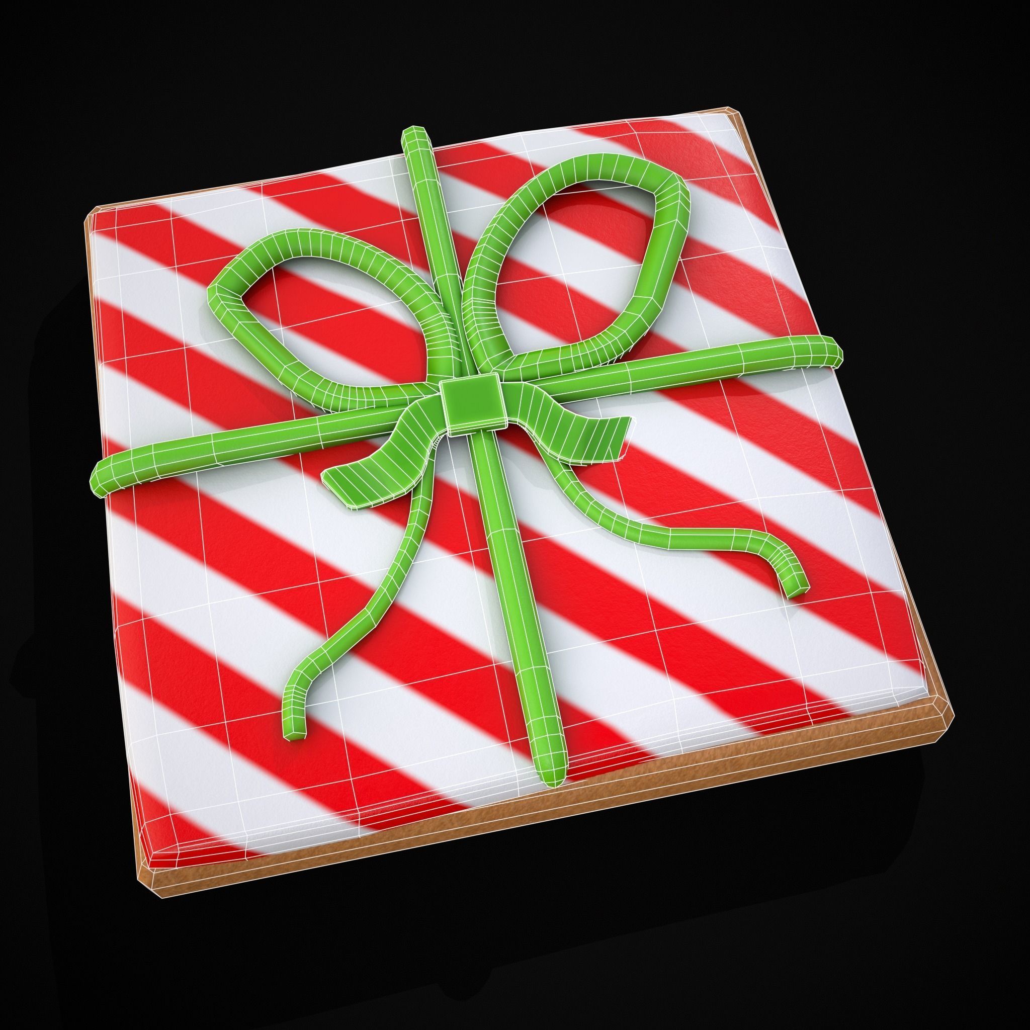 Square Present Christmas Cookie Low-poly 3D model_24
