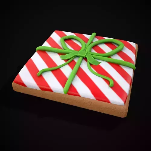 Square Present Christmas Cookie Low-poly 3D model