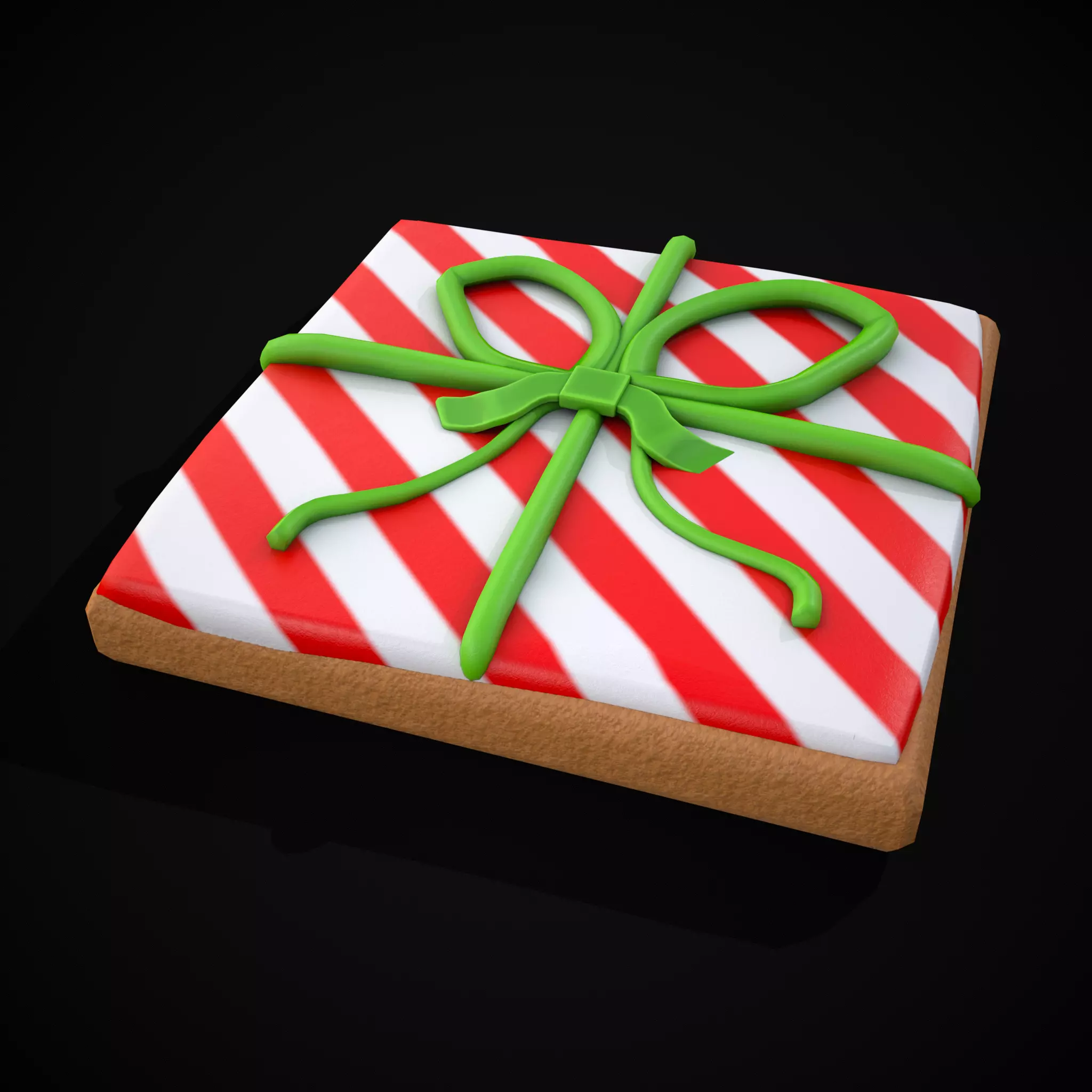 Square Present Christmas Cookie Low-poly 3D model_0