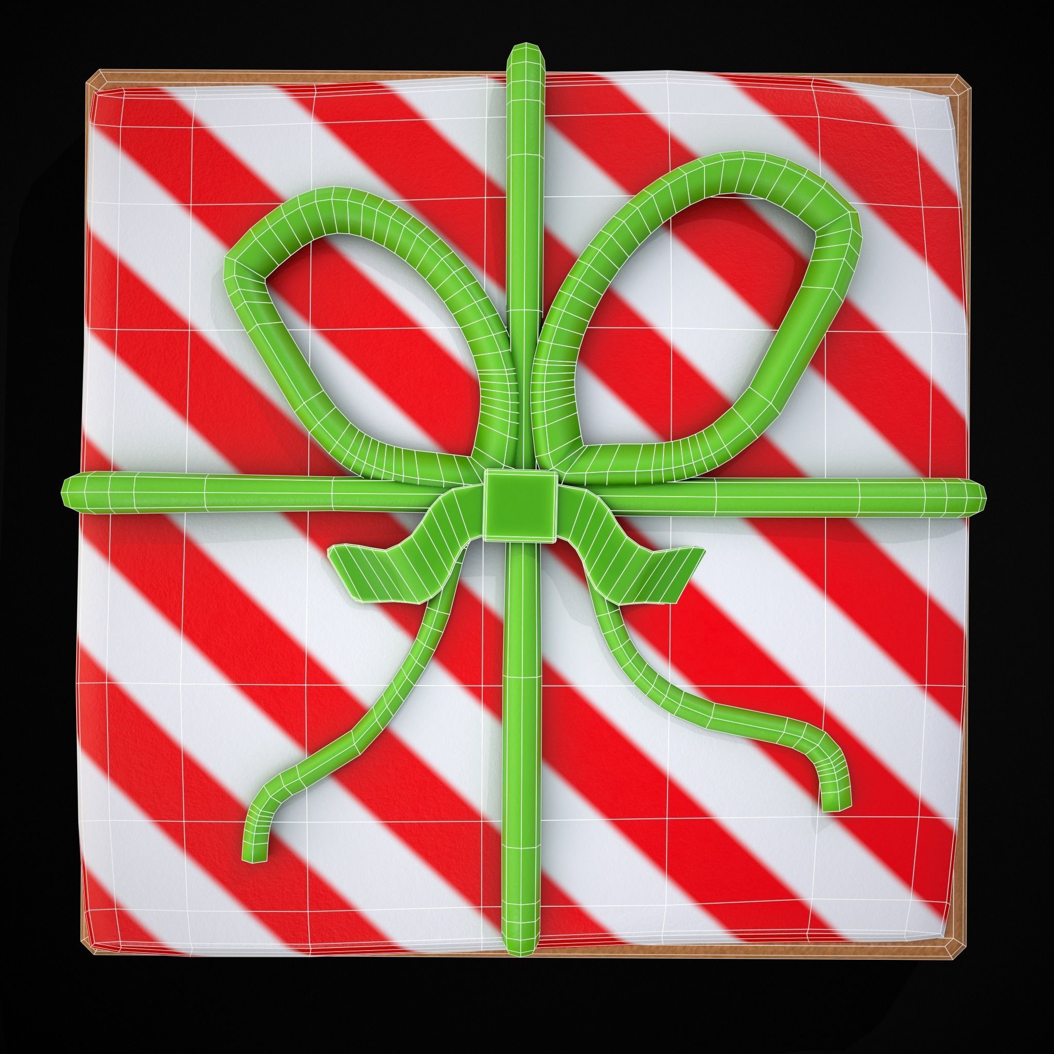 Square Present Christmas Cookie Low-poly 3D model_6