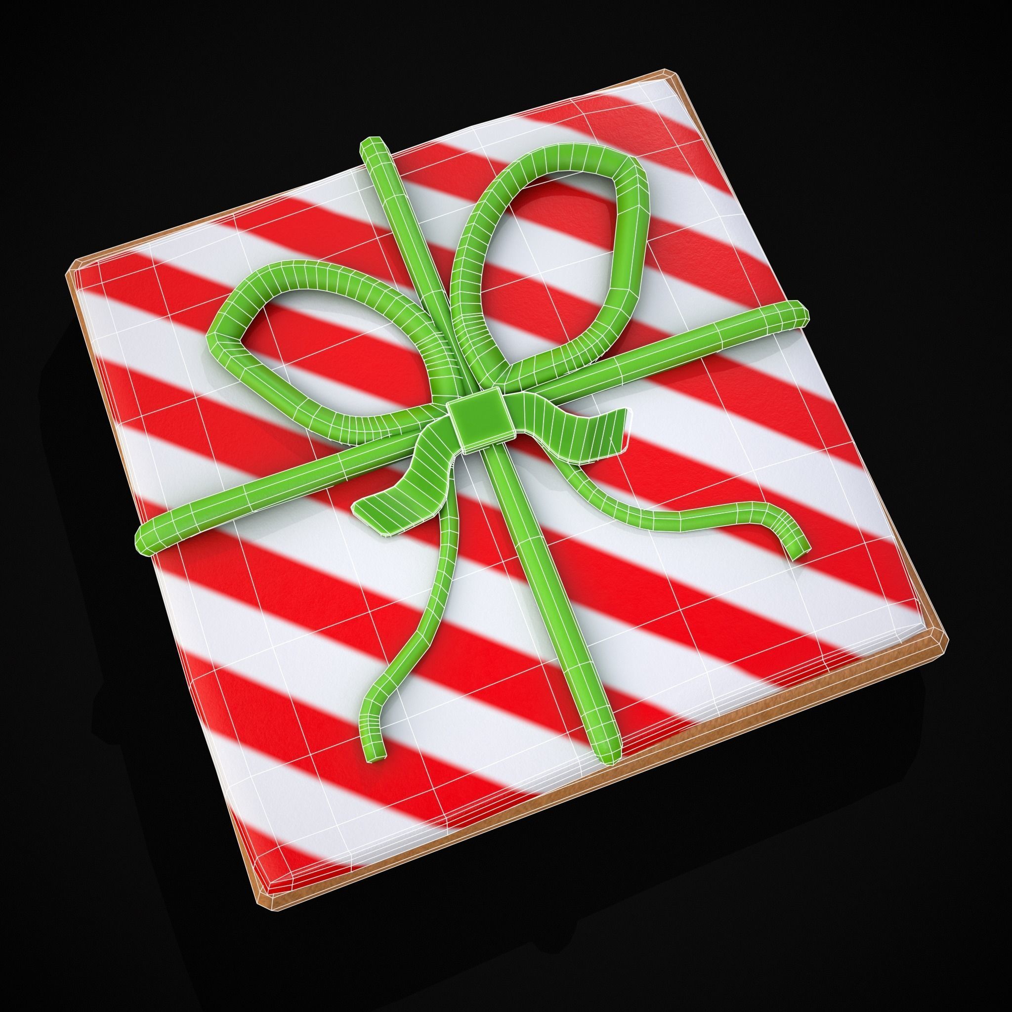 Square Present Christmas Cookie Low-poly 3D model_4