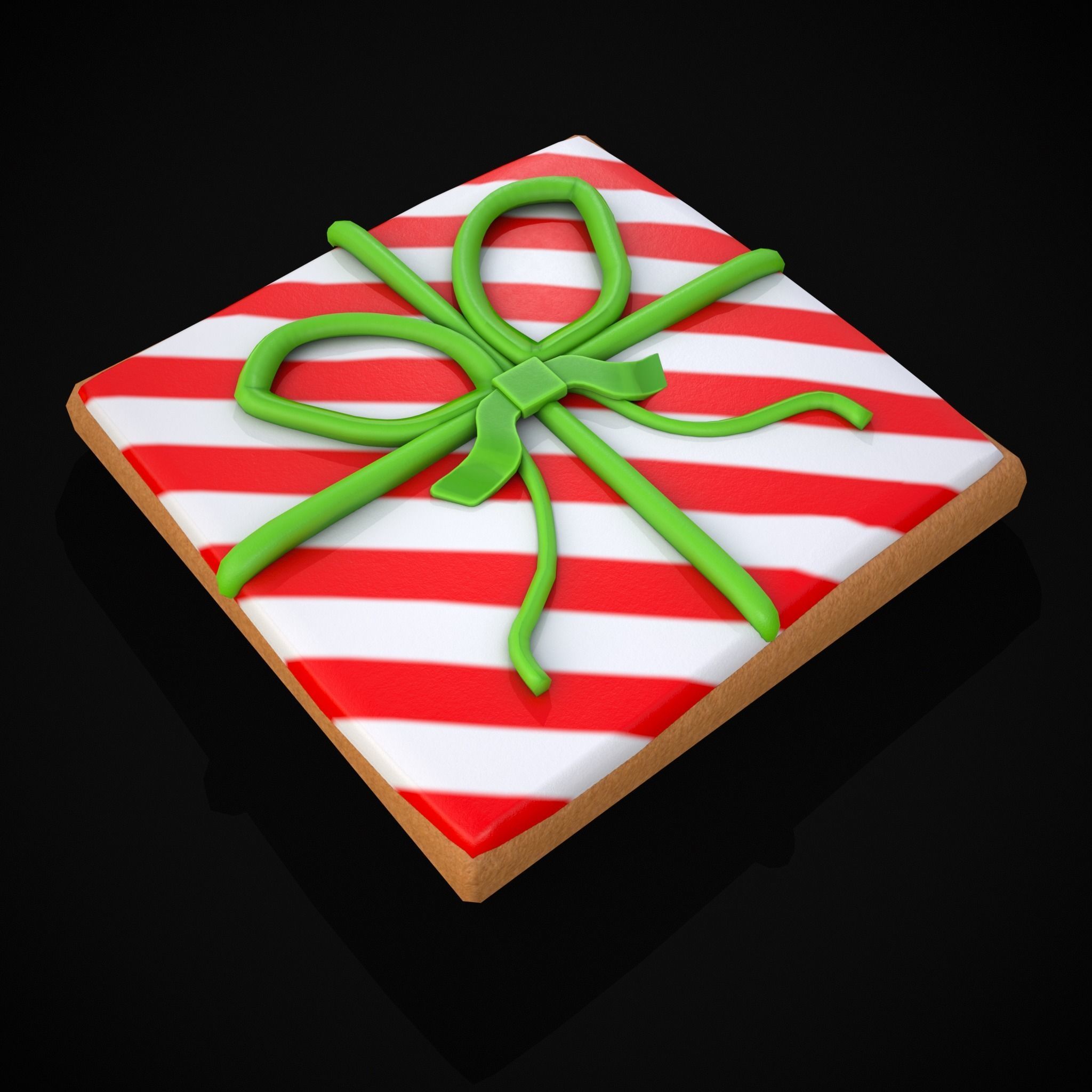 Square Present Christmas Cookie Low-poly 3D model_19