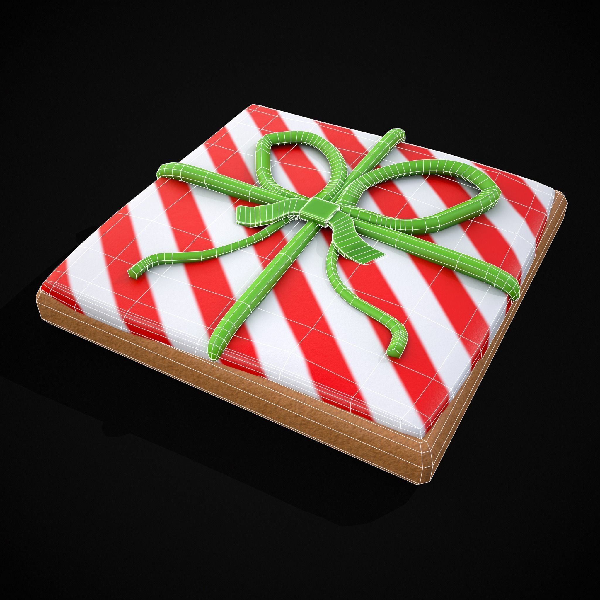 Square Present Christmas Cookie Low-poly 3D model_14
