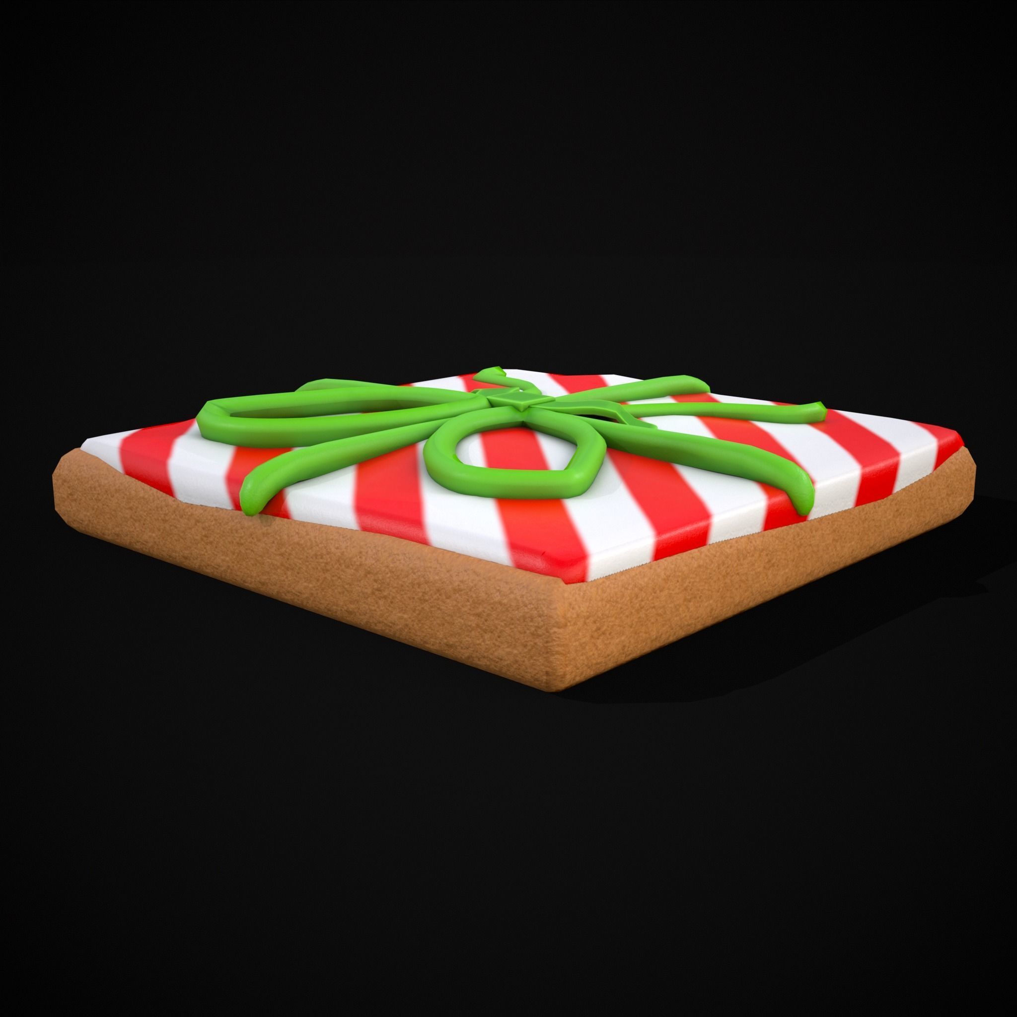 Square Present Christmas Cookie Low-poly 3D model_17
