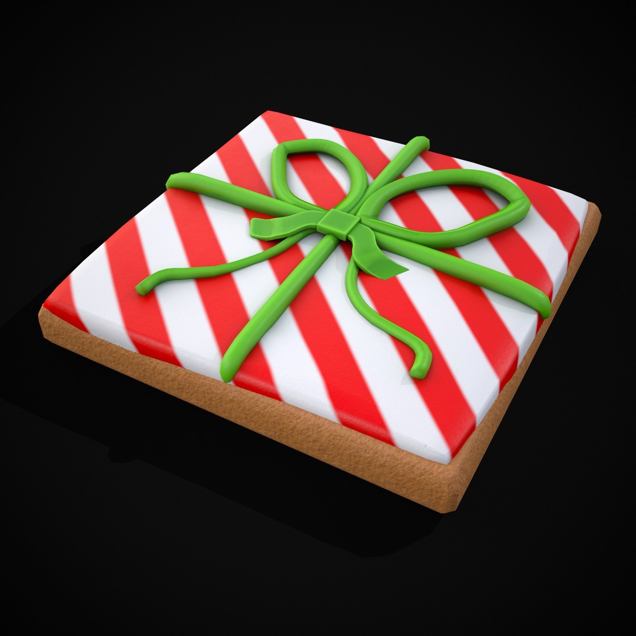 Square Present Christmas Cookie Low-poly 3D model_13