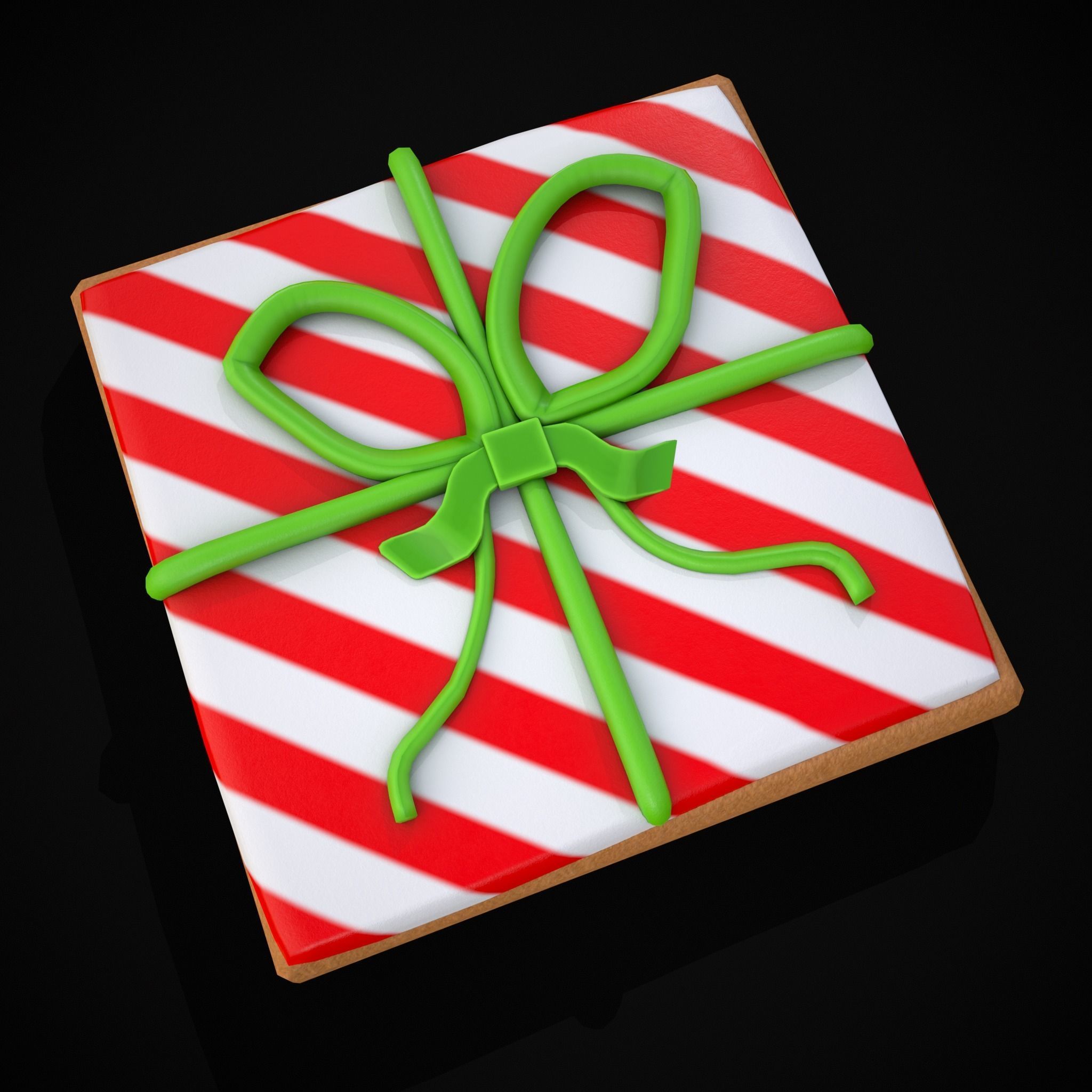 Square Present Christmas Cookie Low-poly 3D model_3
