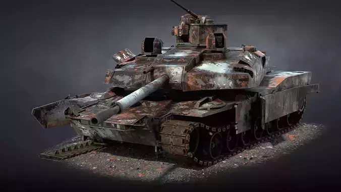 Tank AbramsX Destroyed Low-poly 3D model