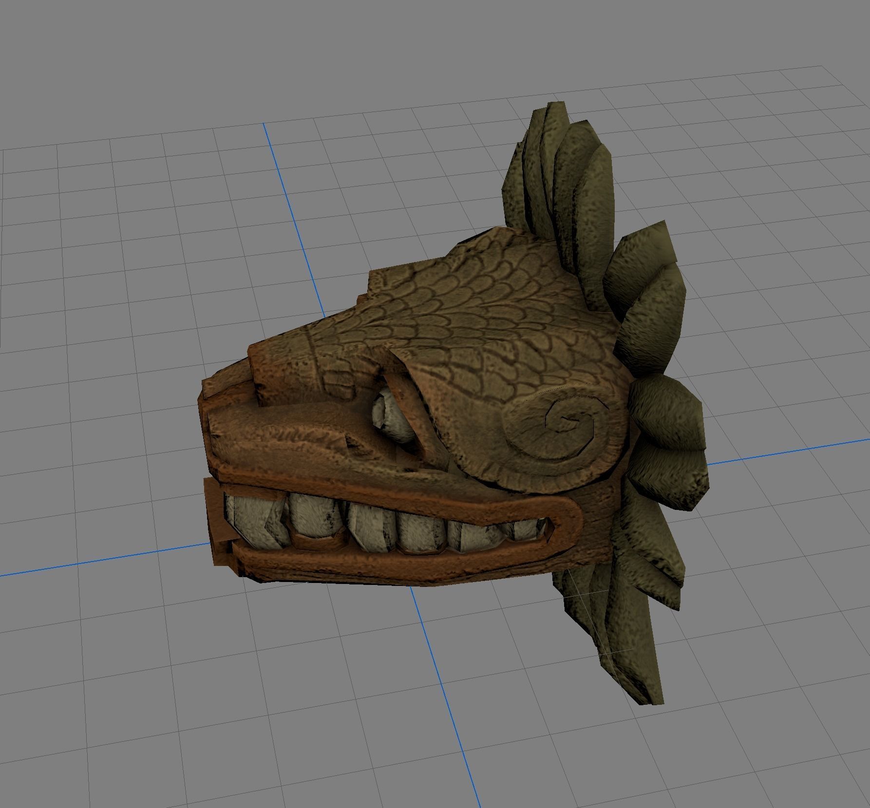 Quetzalcoatl wooden mask Low-poly 3D model_8