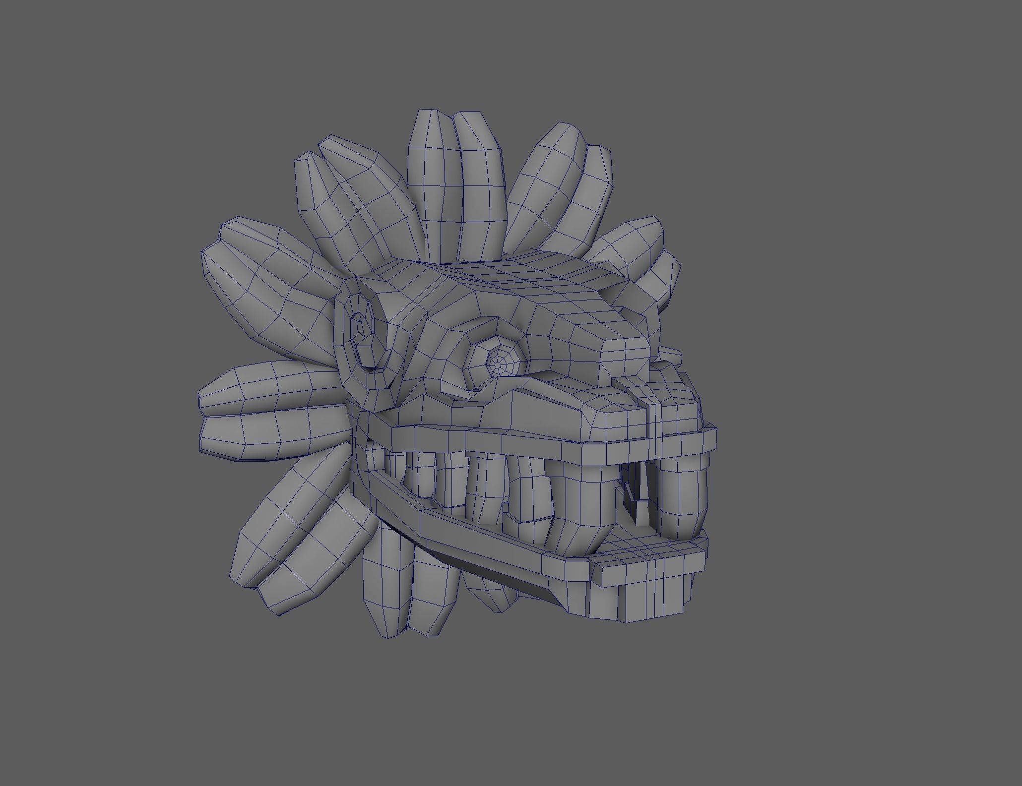 Quetzalcoatl wooden mask Low-poly 3D model_9