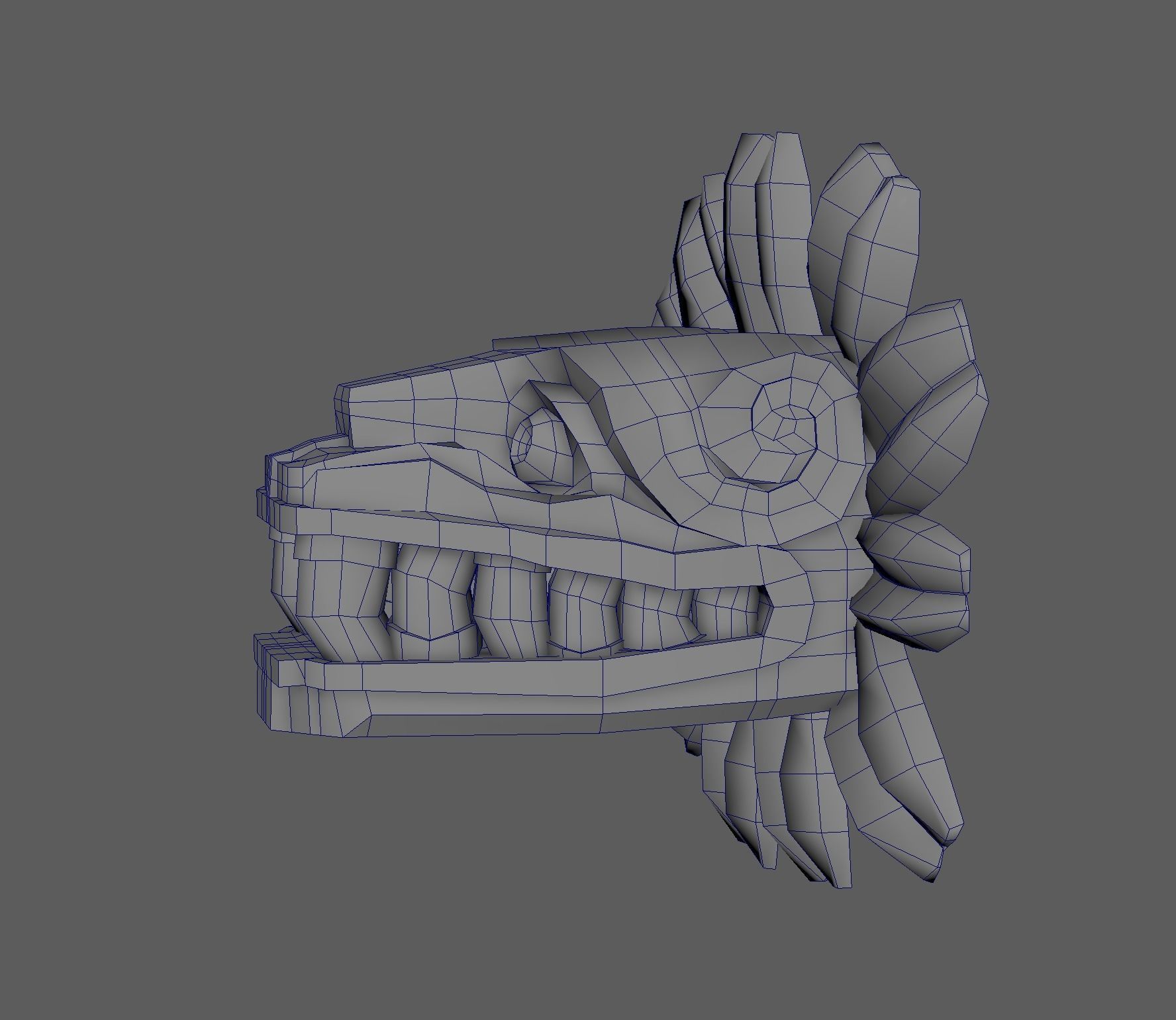 Quetzalcoatl wooden mask Low-poly 3D model_11