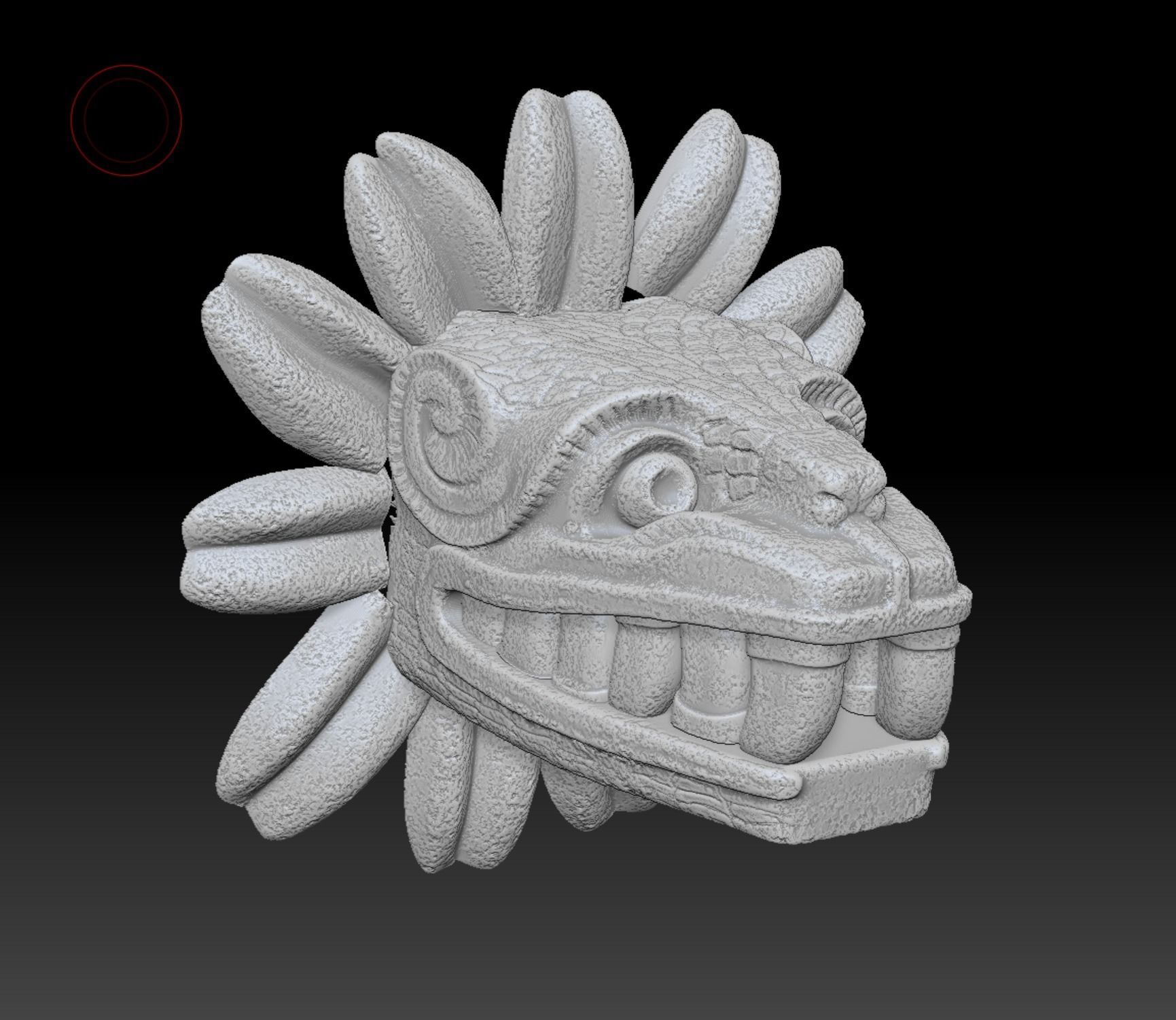 Quetzalcoatl wooden mask Low-poly 3D model_4