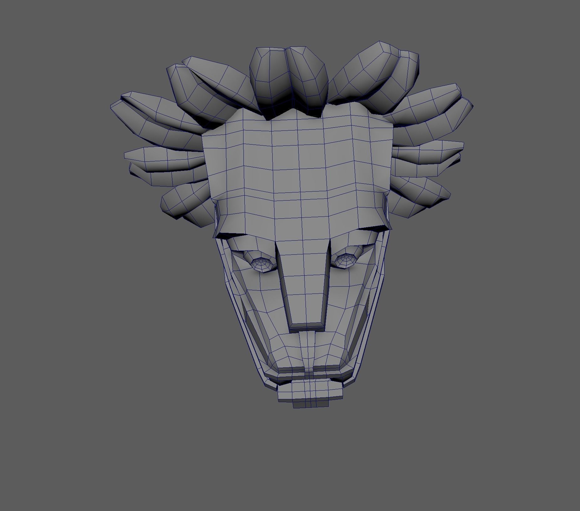 Quetzalcoatl wooden mask Low-poly 3D model_12