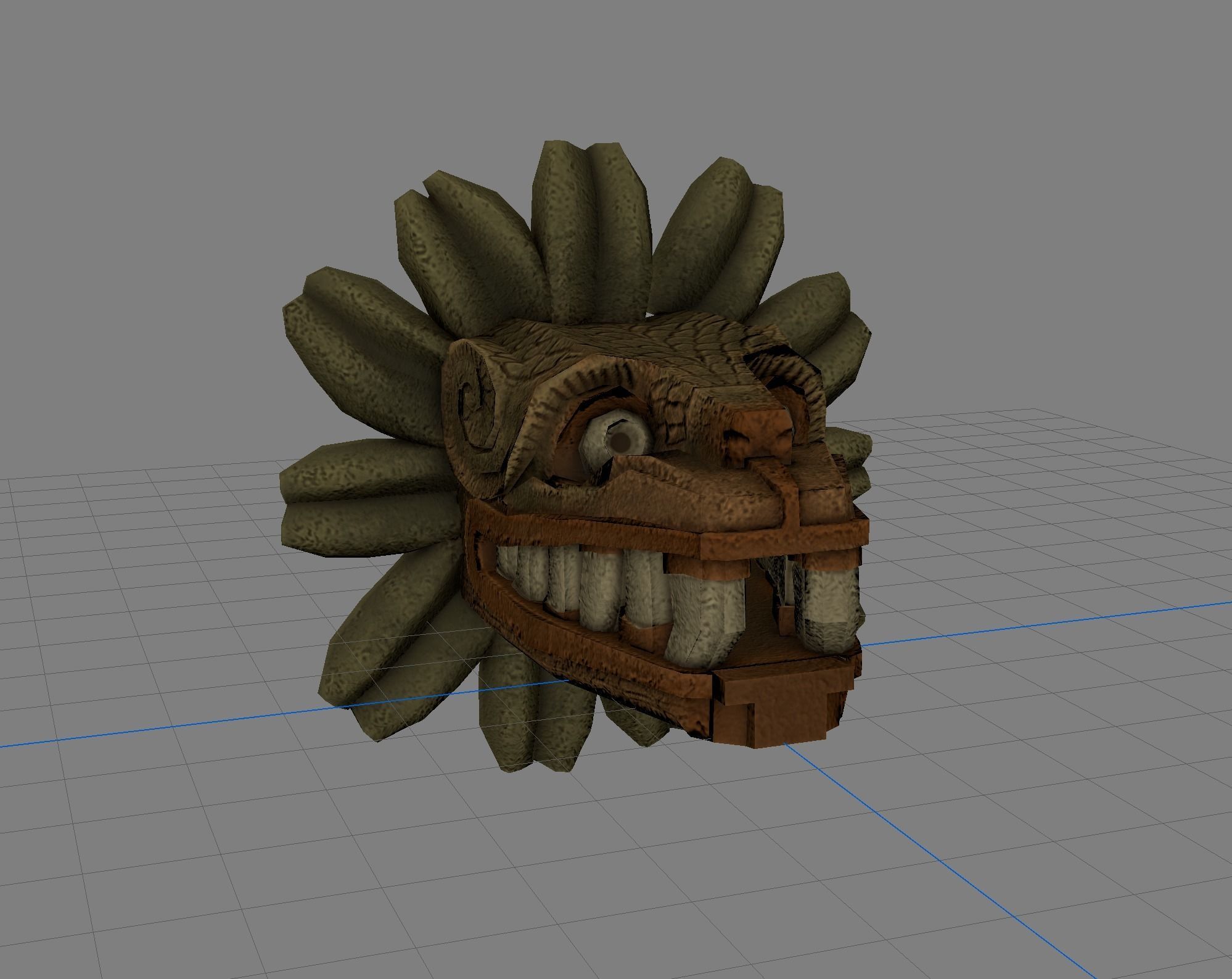 Quetzalcoatl wooden mask Low-poly 3D model_7