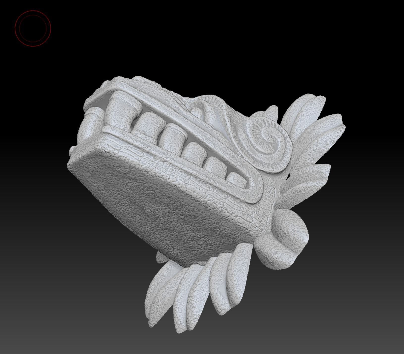 Quetzalcoatl wooden mask Low-poly 3D model_6