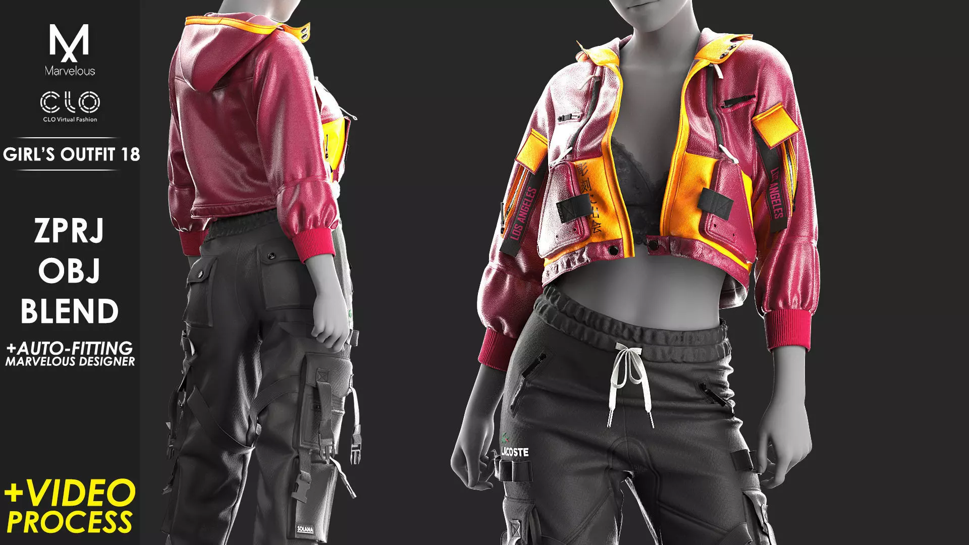 Girls Outfit 18 - Marvelous Designer with Video Process 3D model