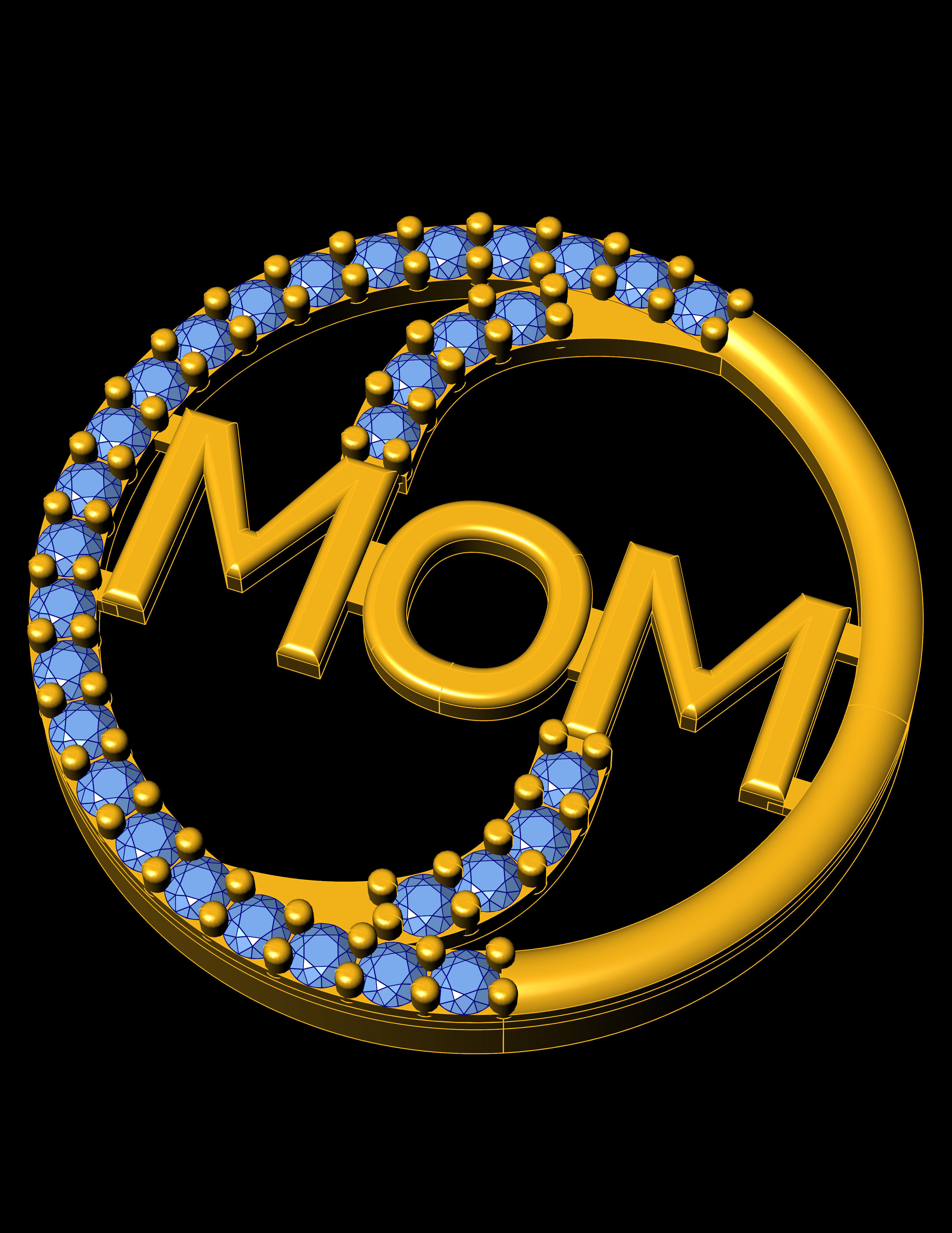 MOM Diamond pendant  jewelry for woman 3D print model_1