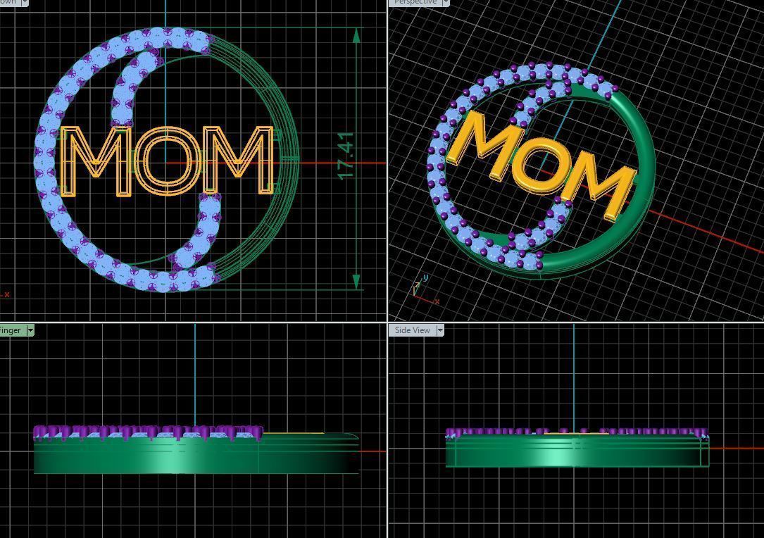 MOM Diamond pendant  jewelry for woman 3D print model_2