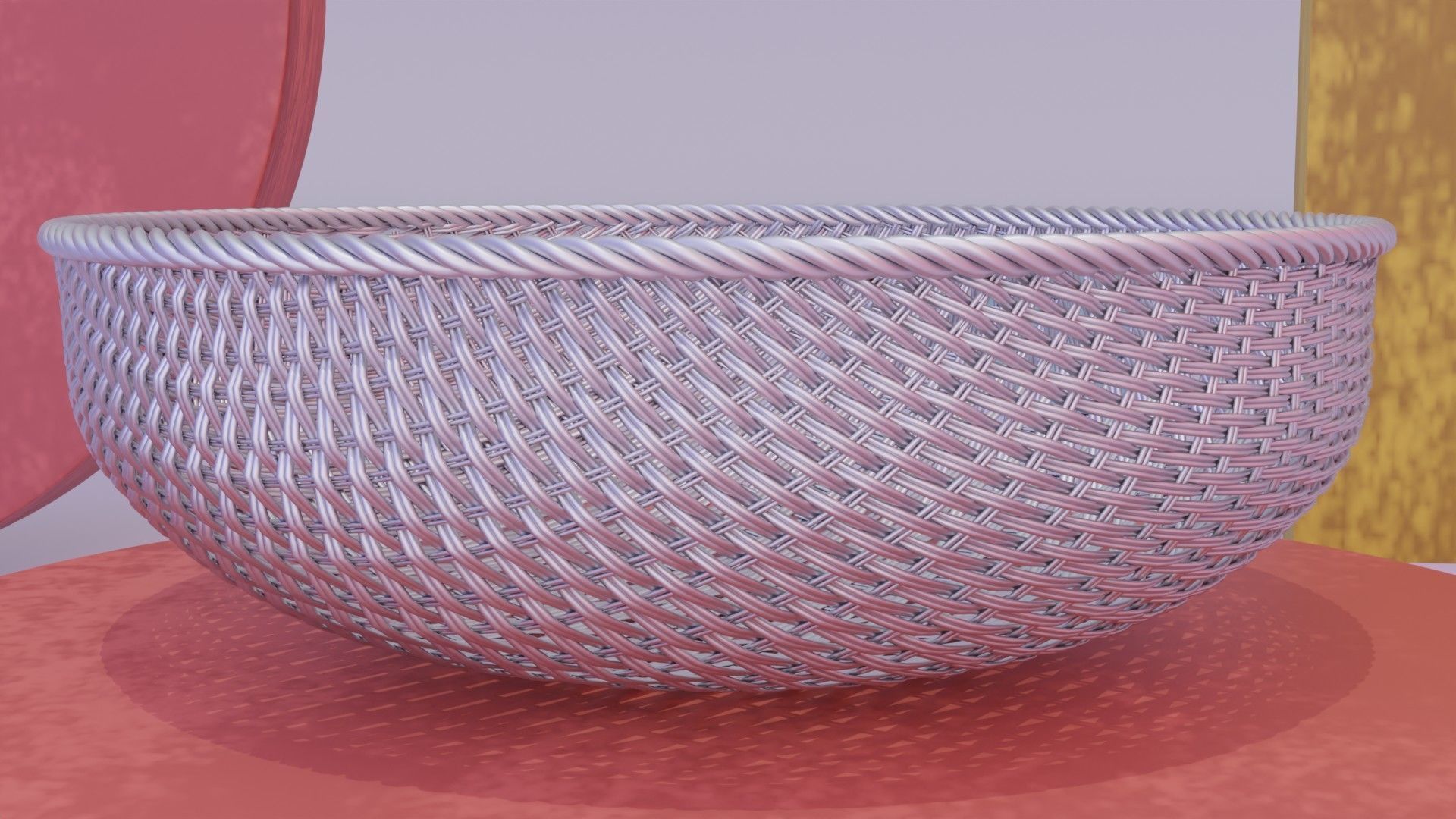 Woven metal basket 3D model_4