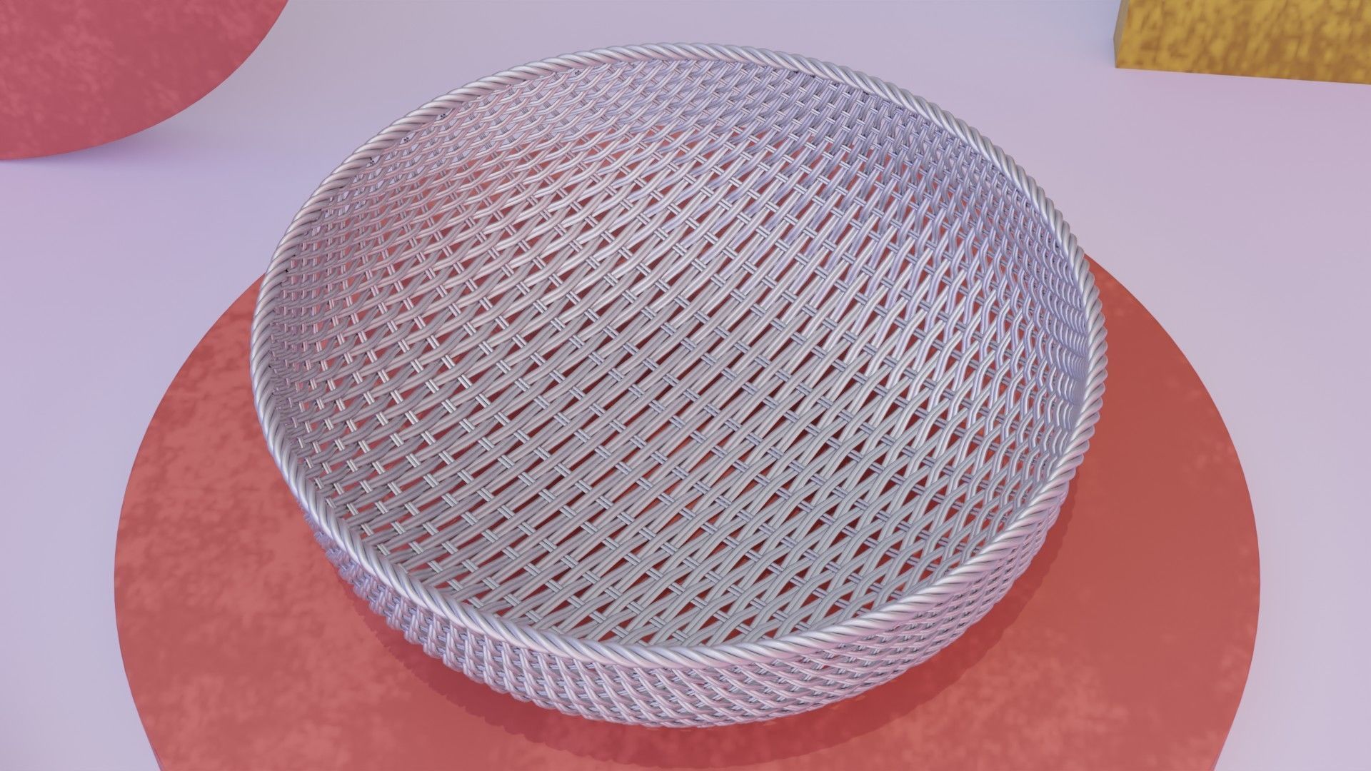 Woven metal basket 3D model_3