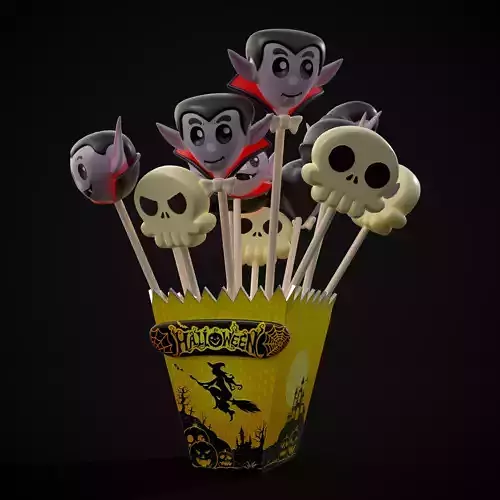GDE Halloween Cake Pop Promo Box Free low-poly 3D model