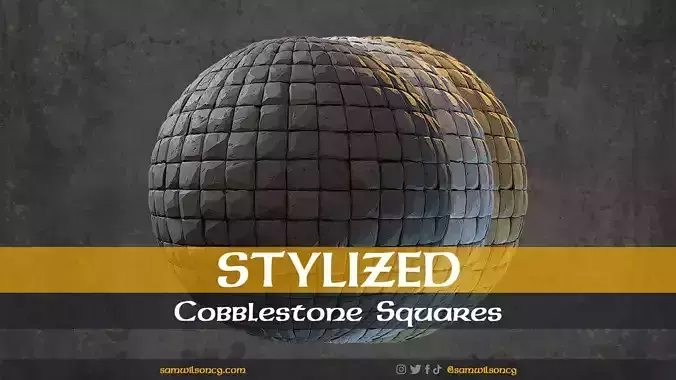 Stylized Cobblestone Squares  - PBR Tile Material - Game Ready