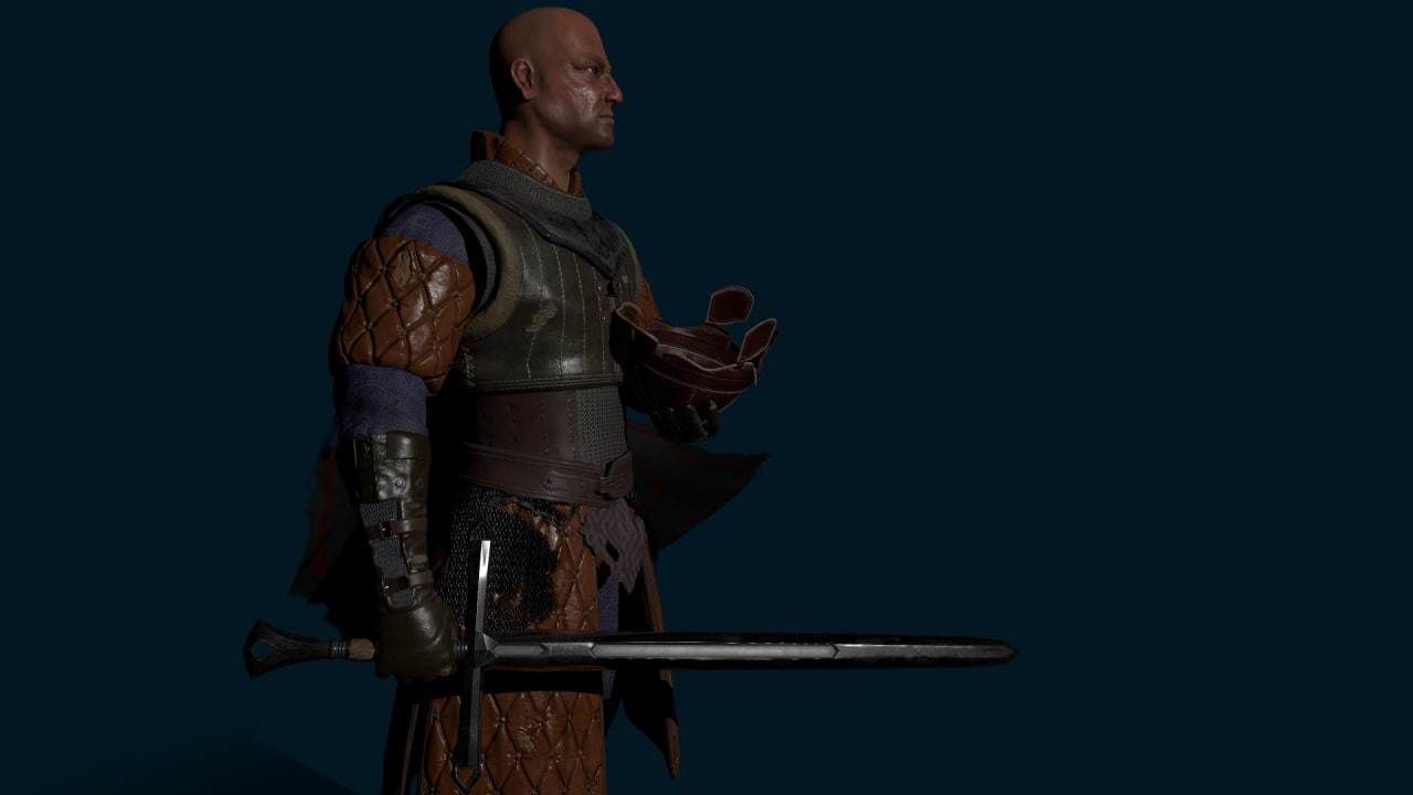 Medieval Knight  Low-poly 3D model_3