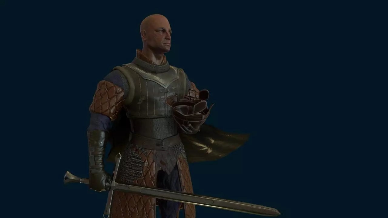 Medieval Knight  Low-poly 3D model_0