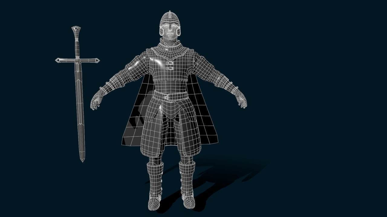 Medieval Knight  Low-poly 3D model_19