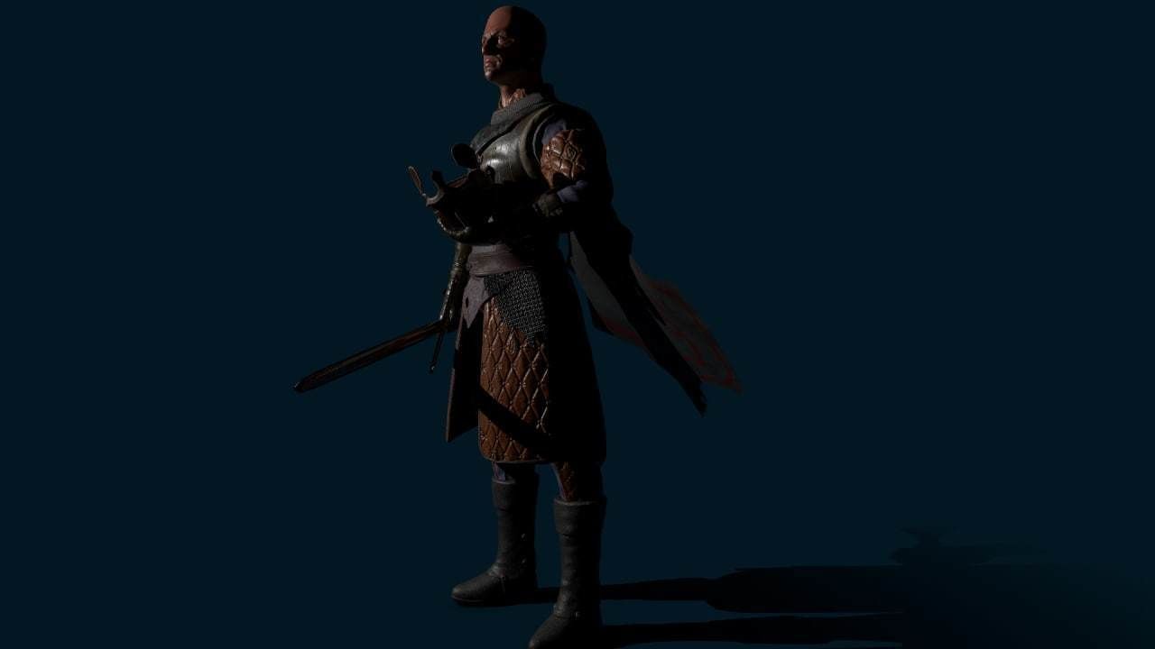 Medieval Knight  Low-poly 3D model_4