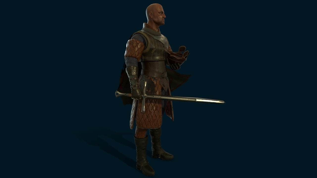 Medieval Knight  Low-poly 3D model_5
