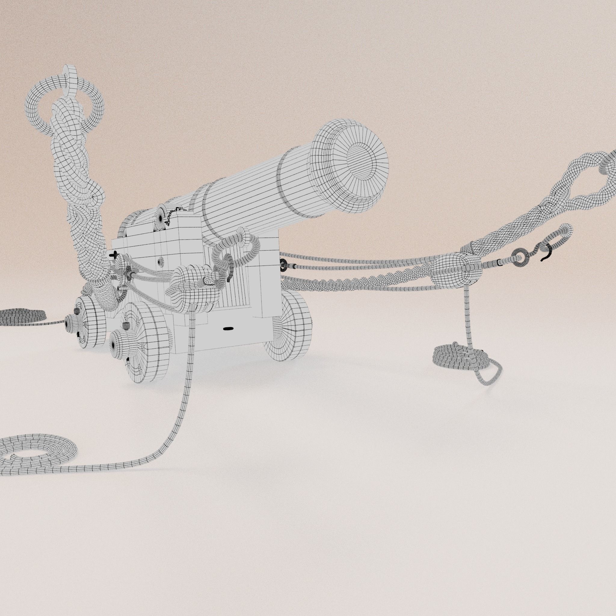 24 Pounder Naval Carriage Gun 3D model_1