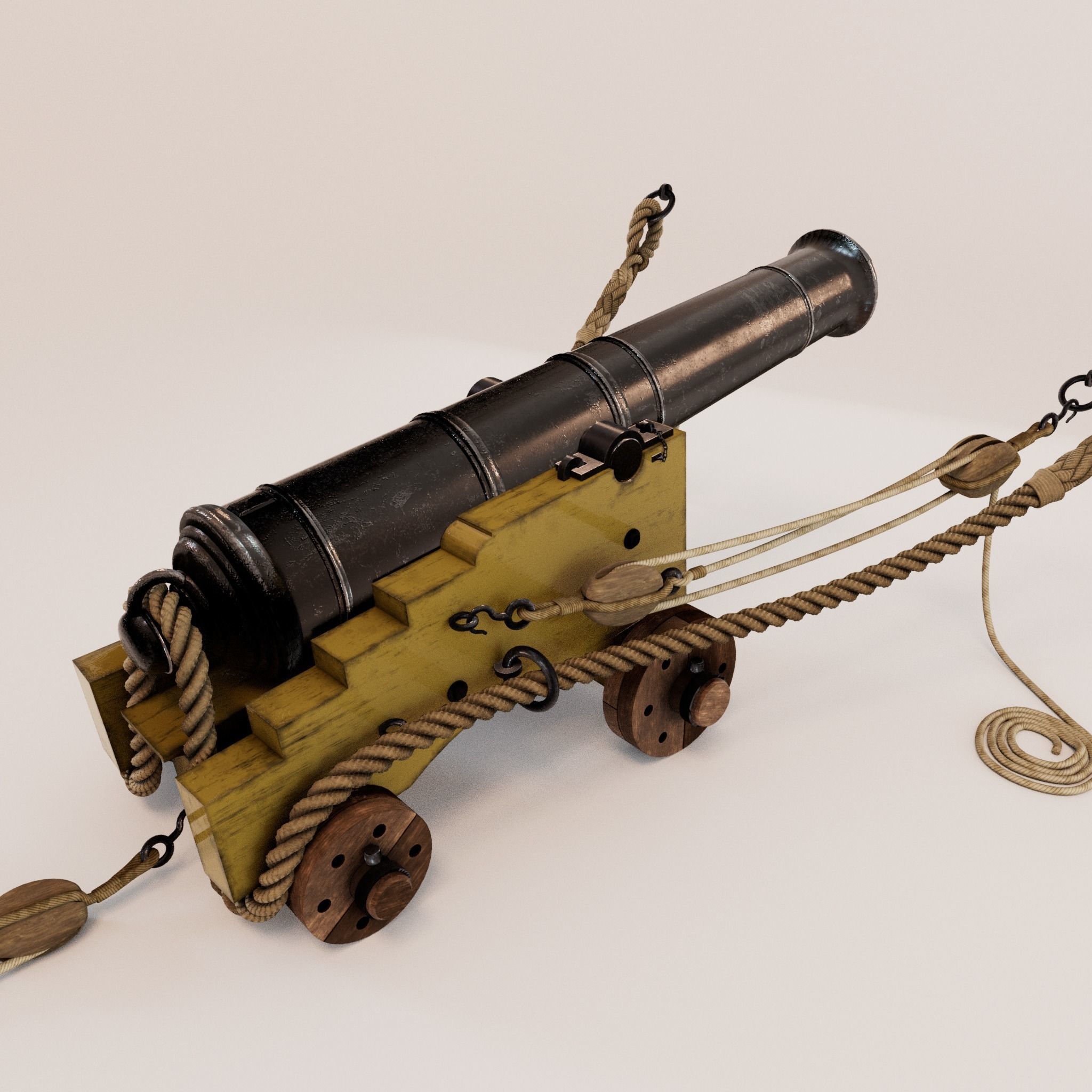 24 Pounder Naval Carriage Gun 3D model_18