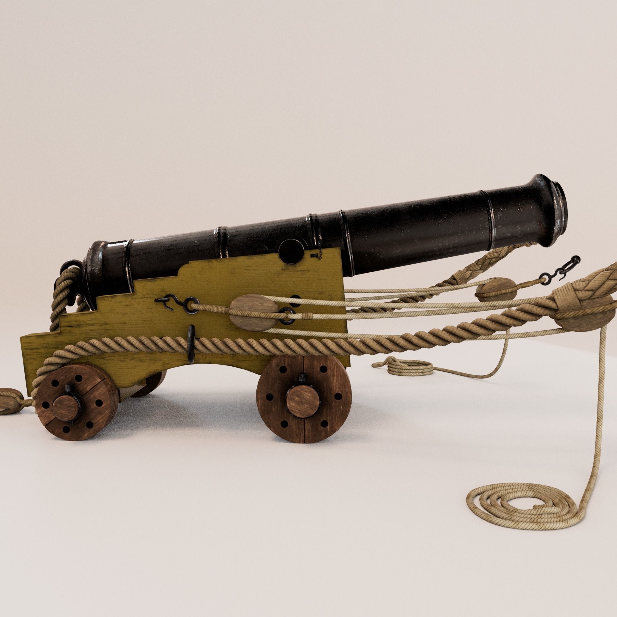 24 Pounder Naval Carriage Gun 3D model_2