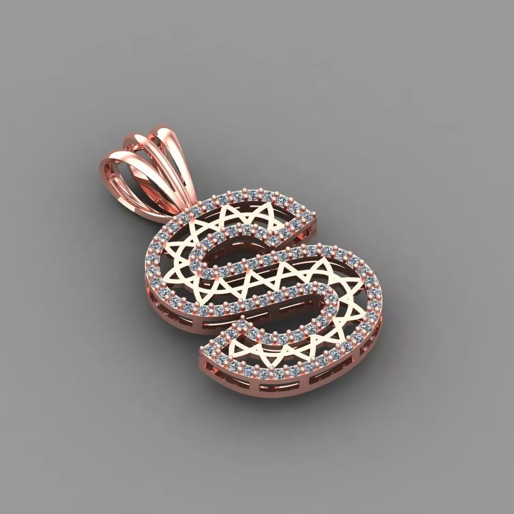 Diamond S pendant jewelry for woman 3D print model