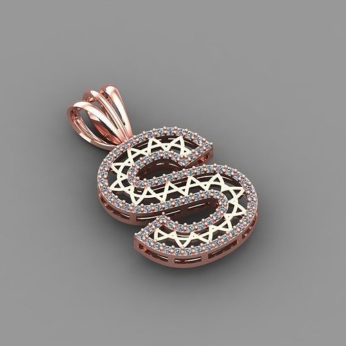 Diamond S pendant  jewelry for woman 3D print model