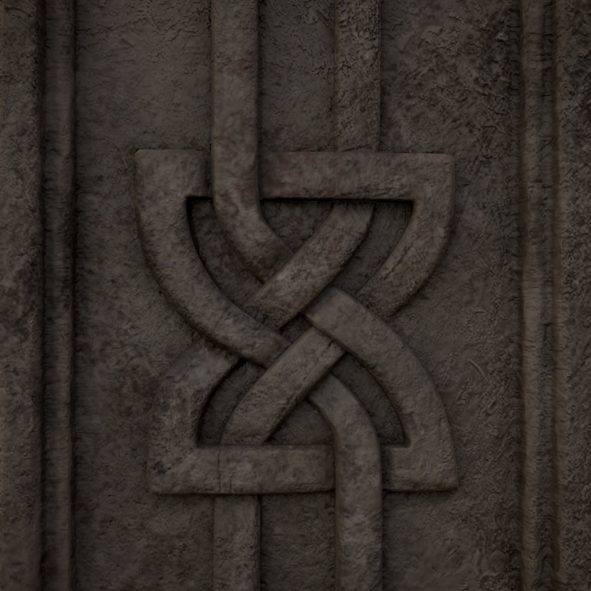 Large Celtic Style Cross Grave Stone Low-poly 3D model_27