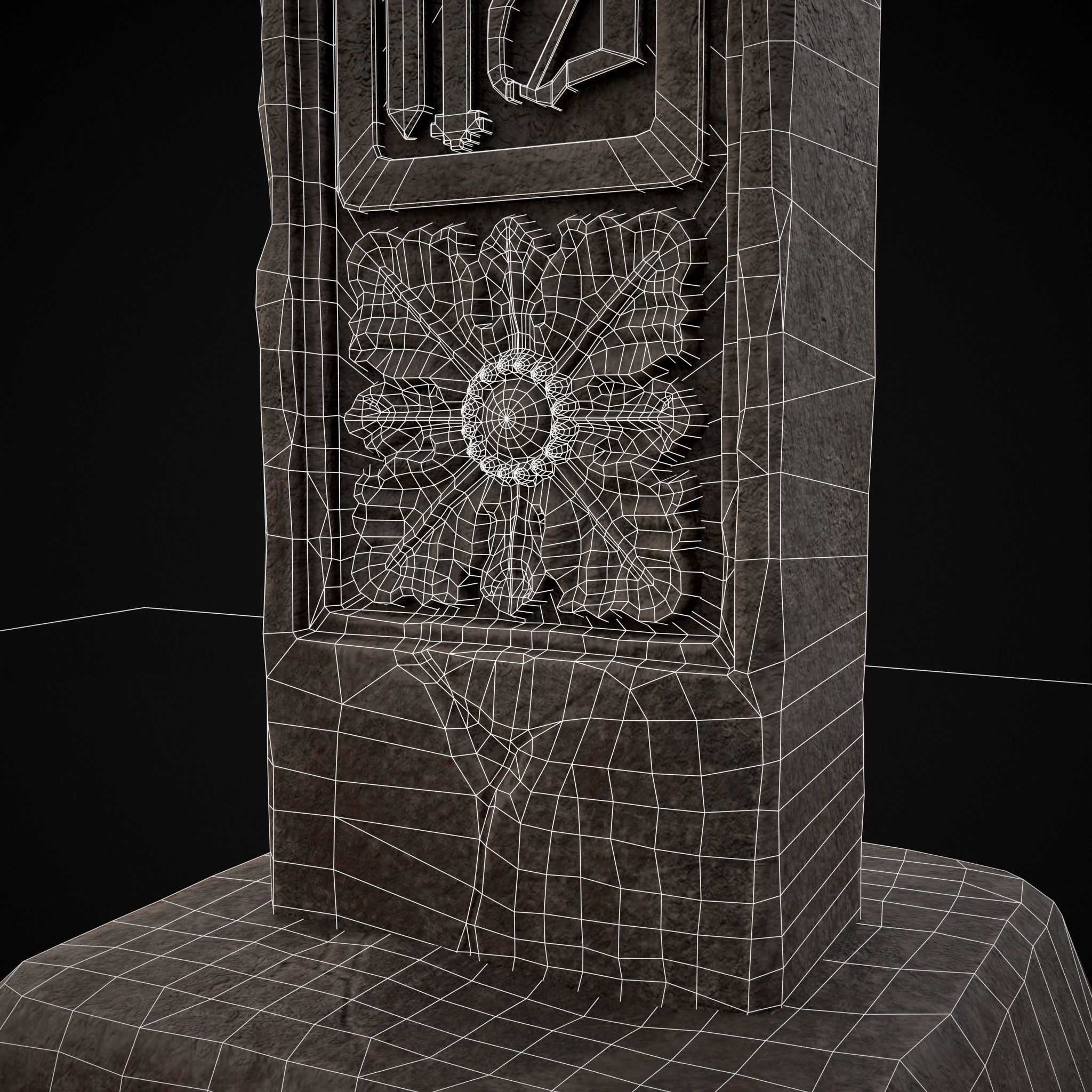 Large Celtic Style Cross Grave Stone Low-poly 3D model_8