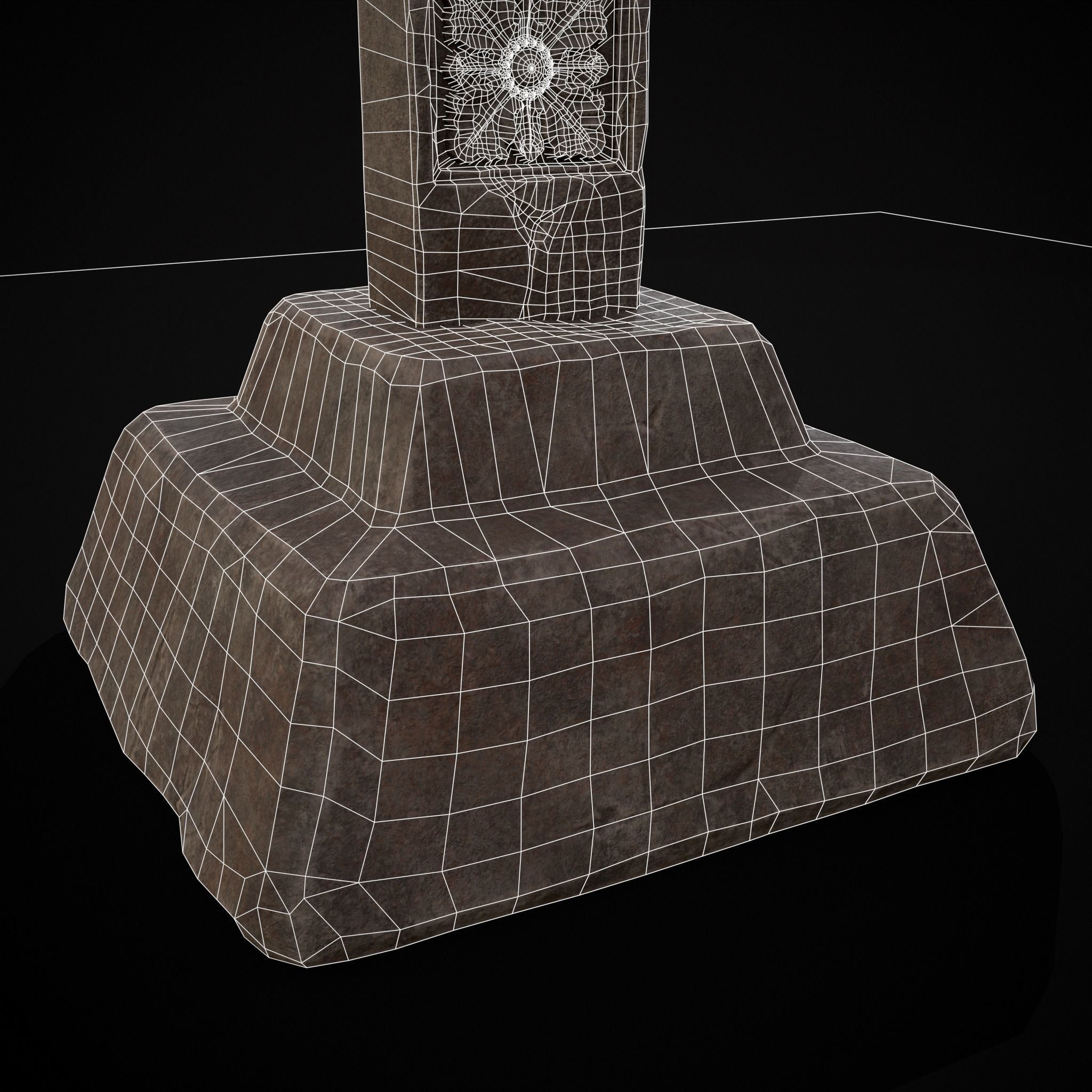 Large Celtic Style Cross Grave Stone Low-poly 3D model_10