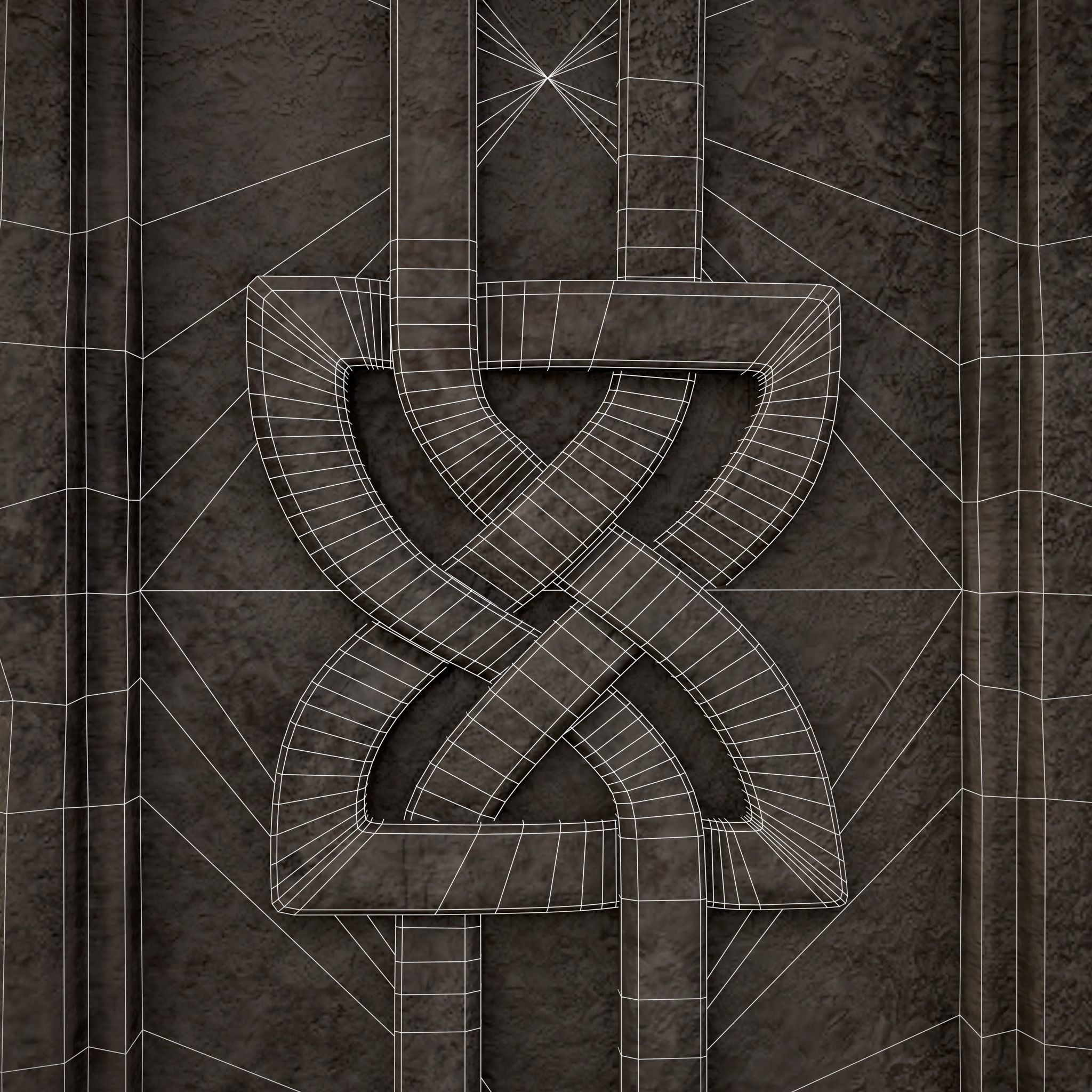 Large Celtic Style Cross Grave Stone Low-poly 3D model_28