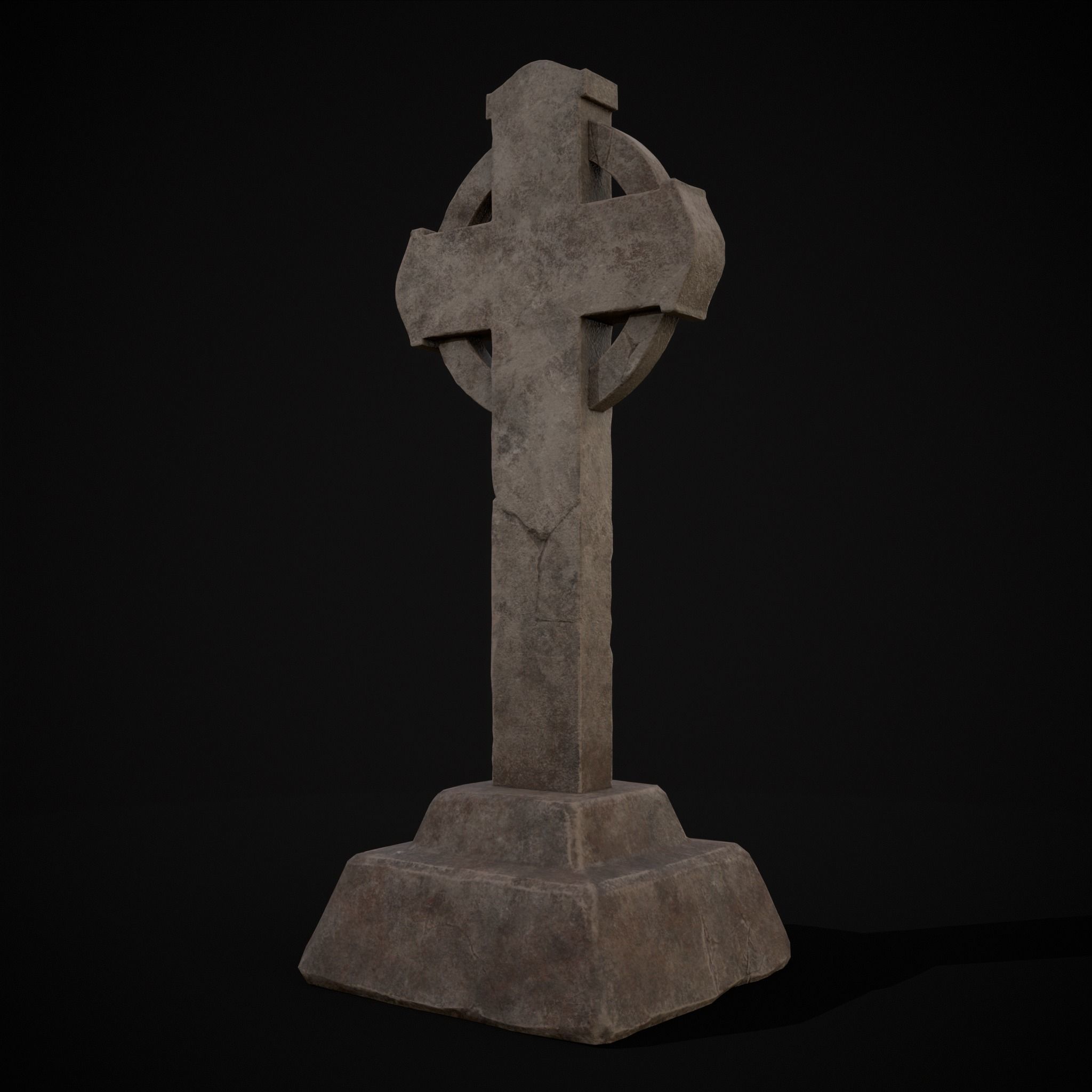Large Celtic Style Cross Grave Stone Low-poly 3D model_19