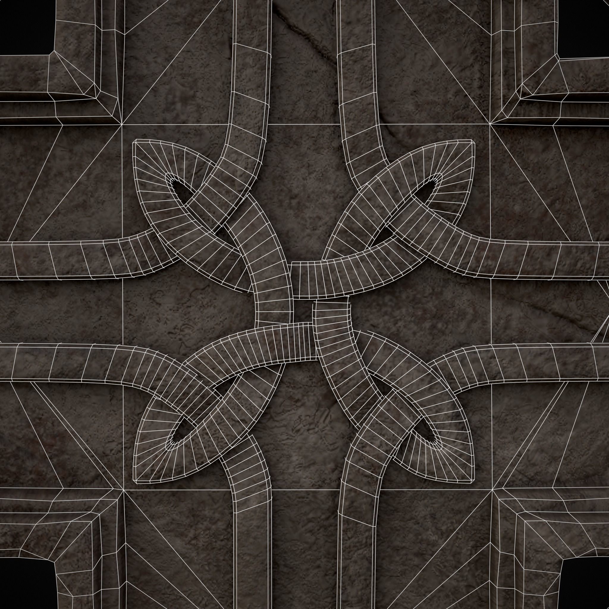 Large Celtic Style Cross Grave Stone Low-poly 3D model_16